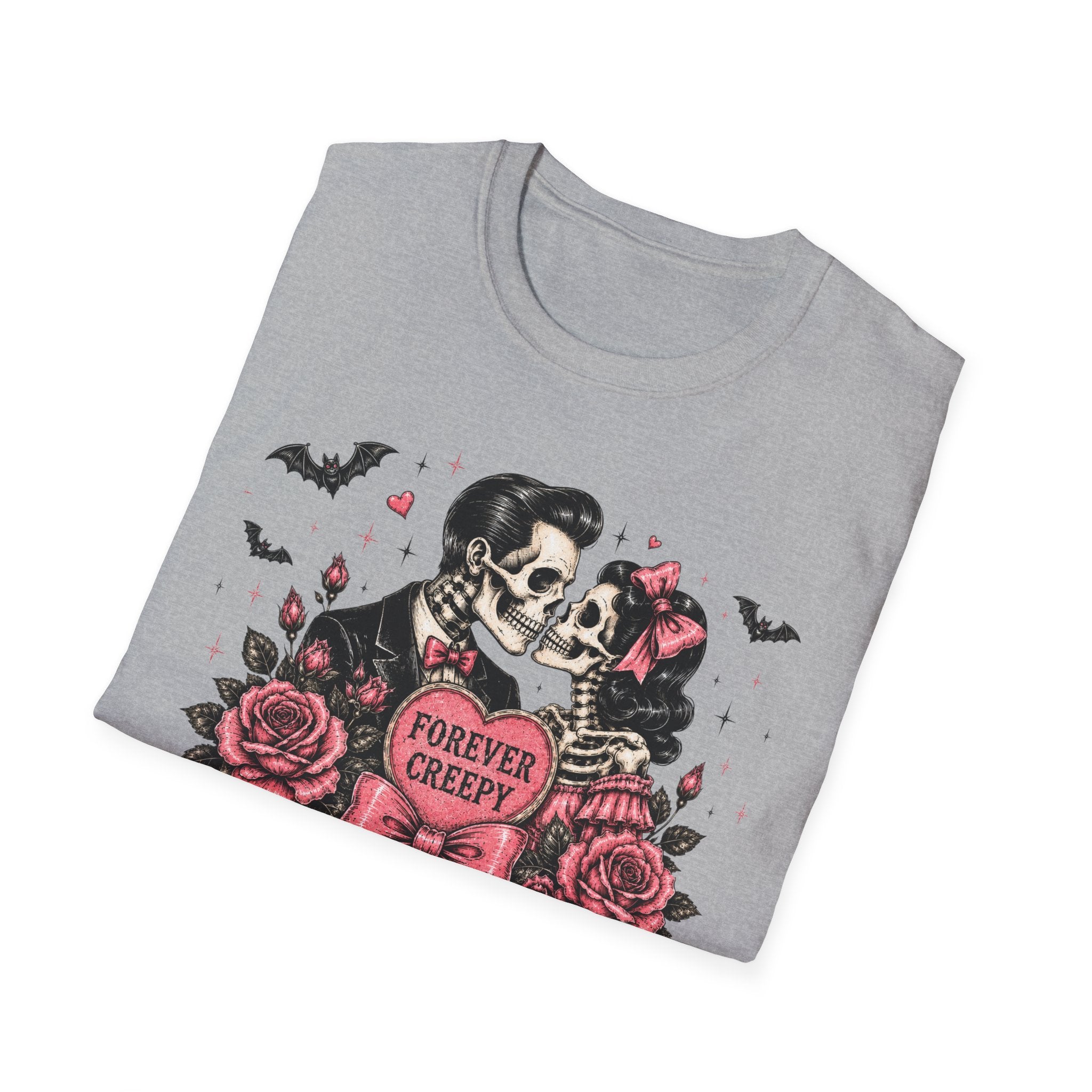 Forever Creepy Skull Couple T-Shirt — Gothic Romantic Halloween Tee - Boo Crew Boutique