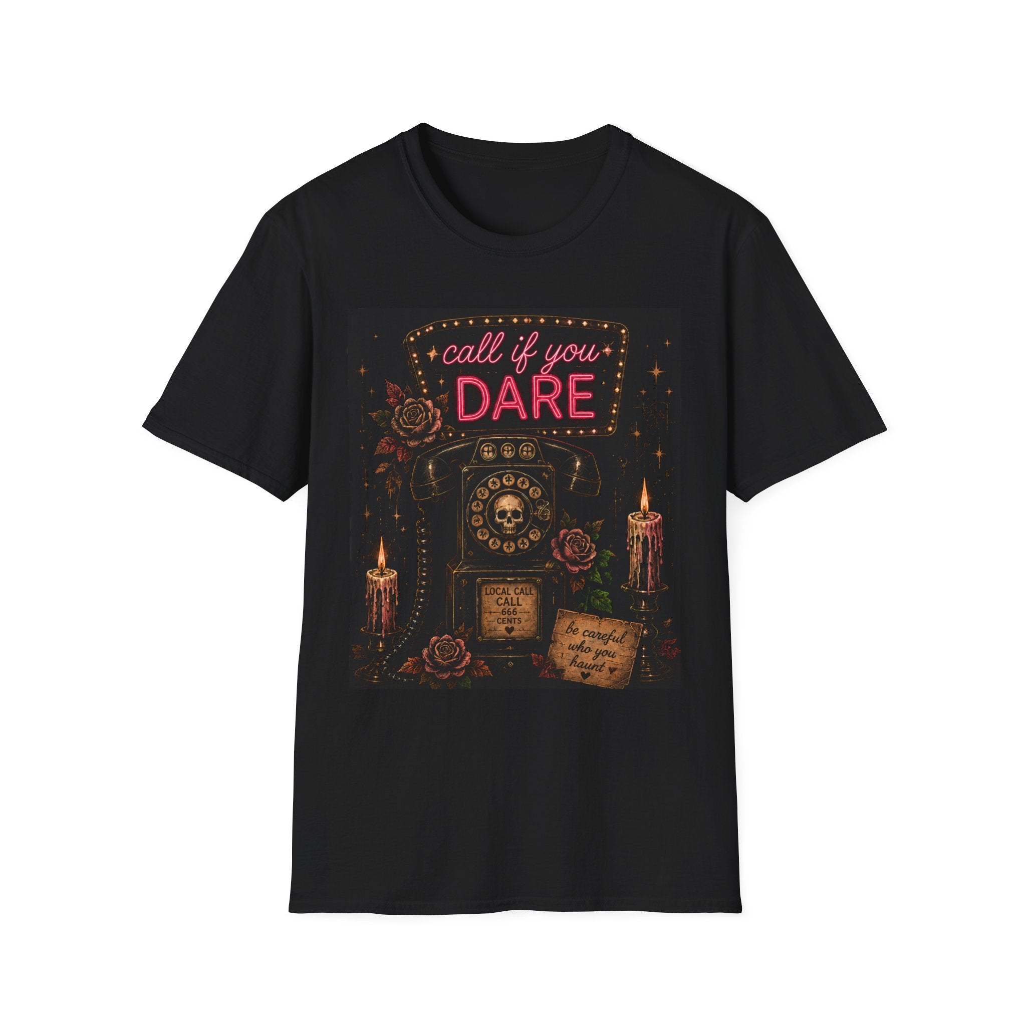 Call If You Dare T‑Shirt — Retro Phone Gothic Graphic Tee