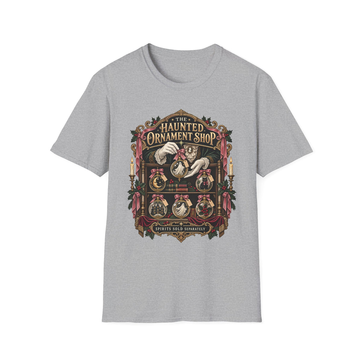 Haunted Ornament Shop T-Shirt — Vintage Halloween Horror Graphic Tee - Boo Crew Boutique