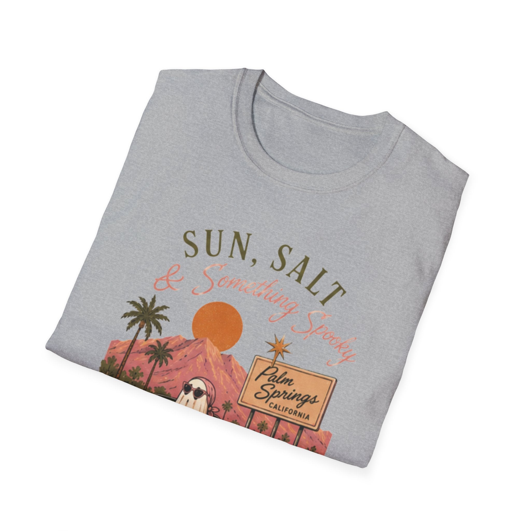 Sun, Salt & Something Spooky T-Shirt — Palm Springs Retro Sunset Tee - Boo Crew Boutique