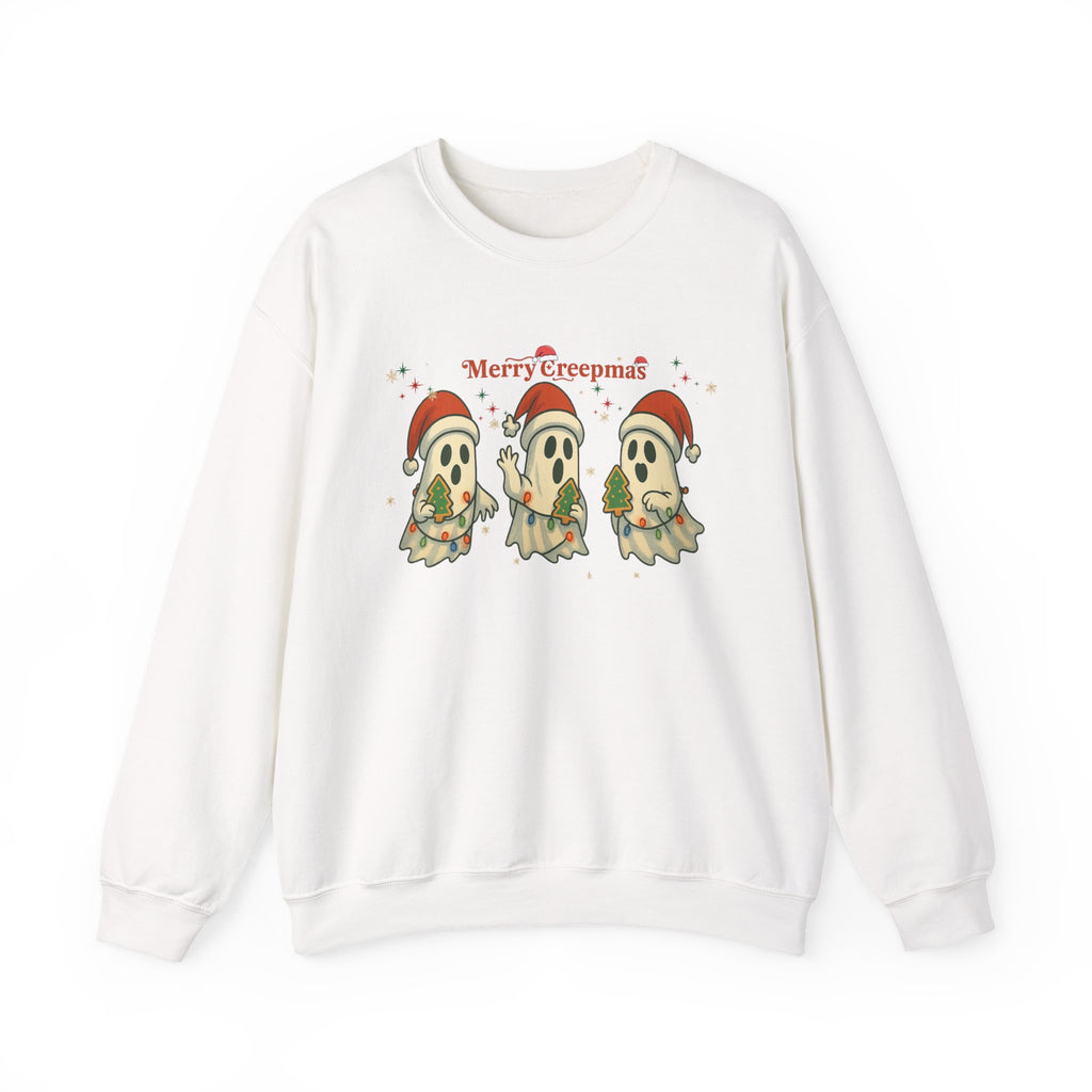 Merry Creepmas ghost trio Crewneck Sweatshirt | Christmas spooky holiday
