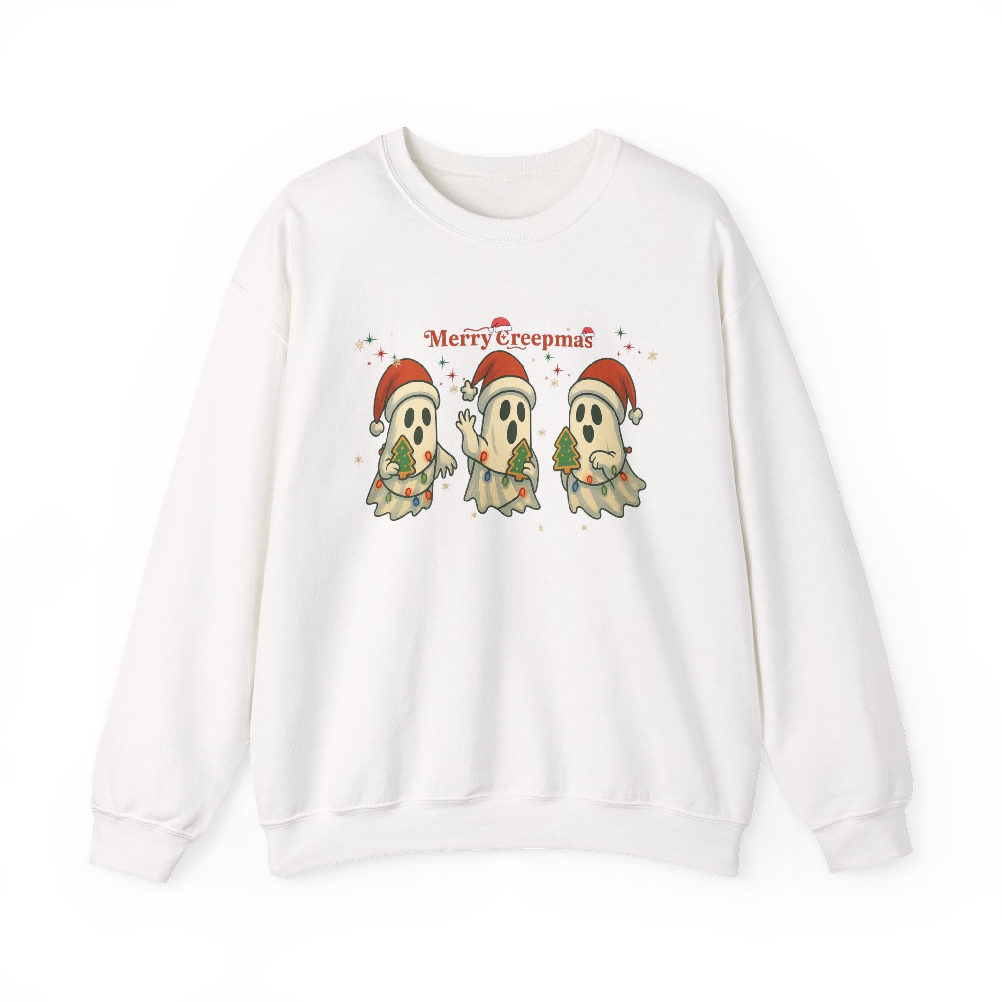 Merry Creepmas ghost trio Crewneck Sweatshirt | Christmas spooky holiday