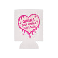 Ghouls Just Wanna Have Sun Can Cooler — Pink Drippy Heart Beverage Koozie - Boo Crew Boutique
