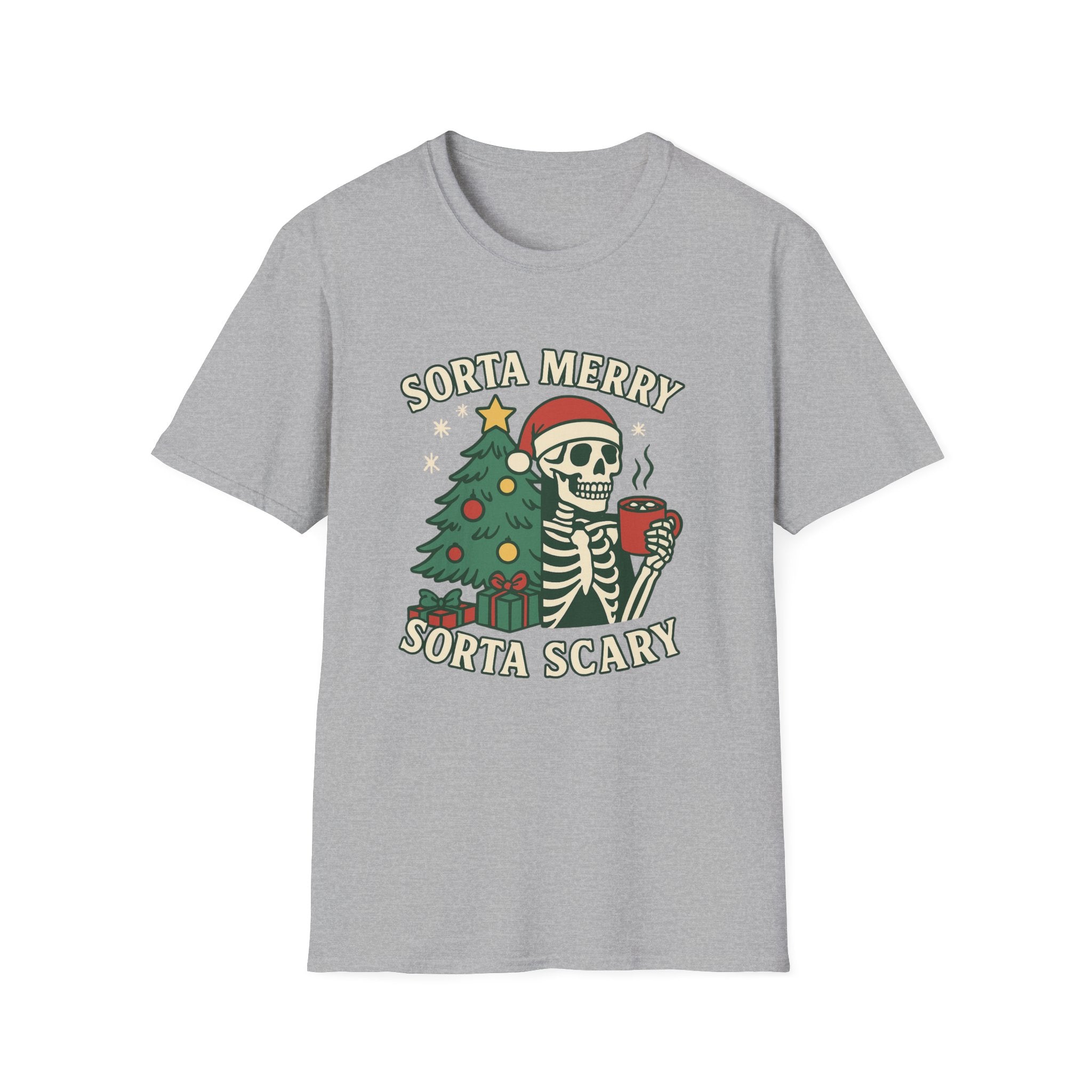 Sorta Merry, Sorta Scary Christmas T-Shirt — Skeleton Holiday Tee - Boo Crew Boutique