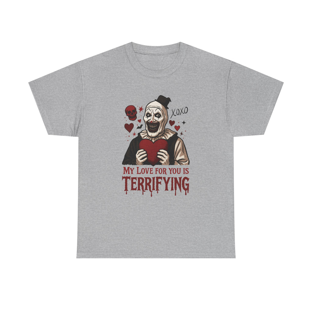Valentine's Day Horror Tee, Unisex Heavy Cotton Tee, Terrifier Horror Shirt, Valentine's Gift, Unique Graphic Tee, Gift for Horror Fan