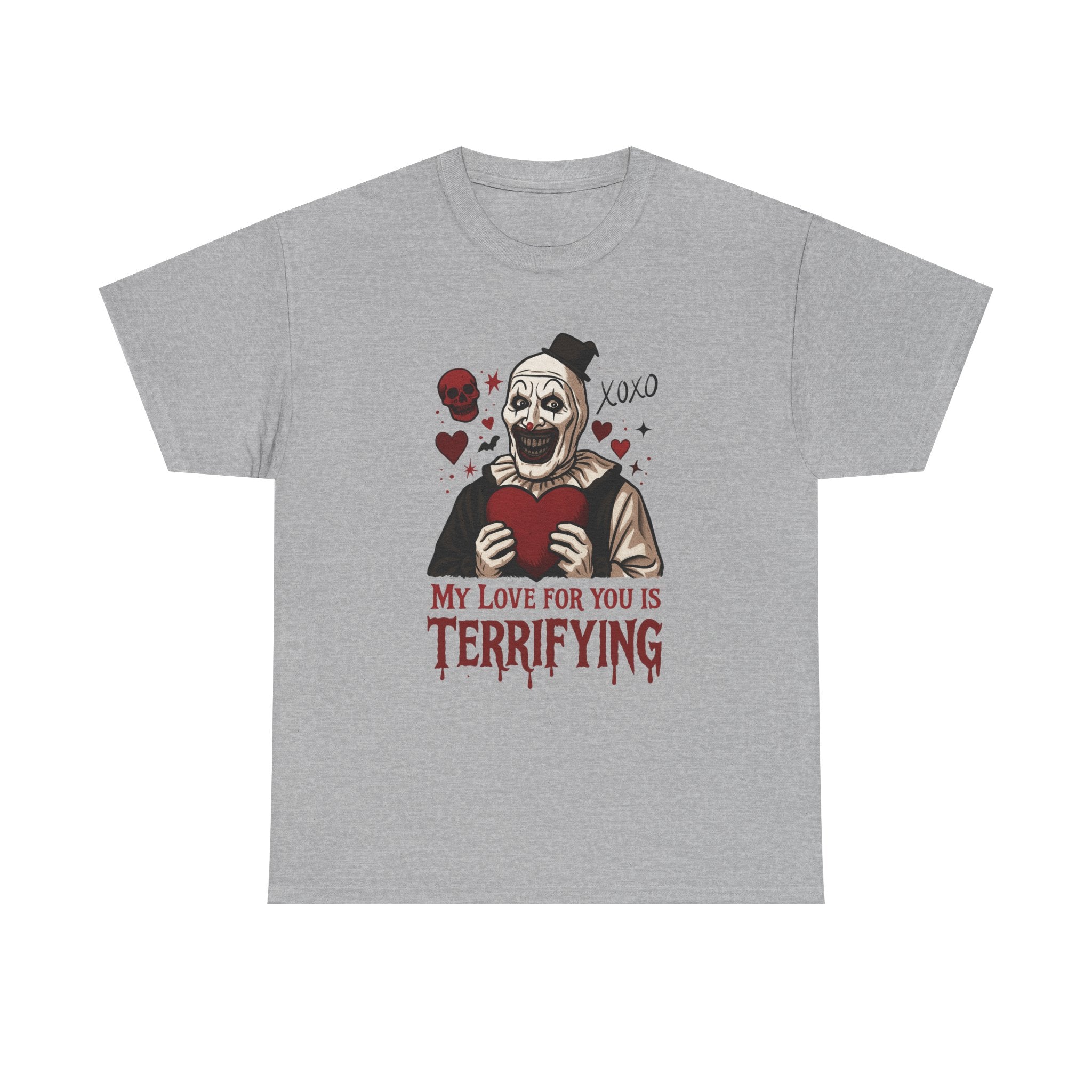 Valentine's Day Horror Tee, Unisex Heavy Cotton Tee, Terrifier Horror Shirt, Valentine's Gift, Unique Graphic Tee, Gift for Horror Fan