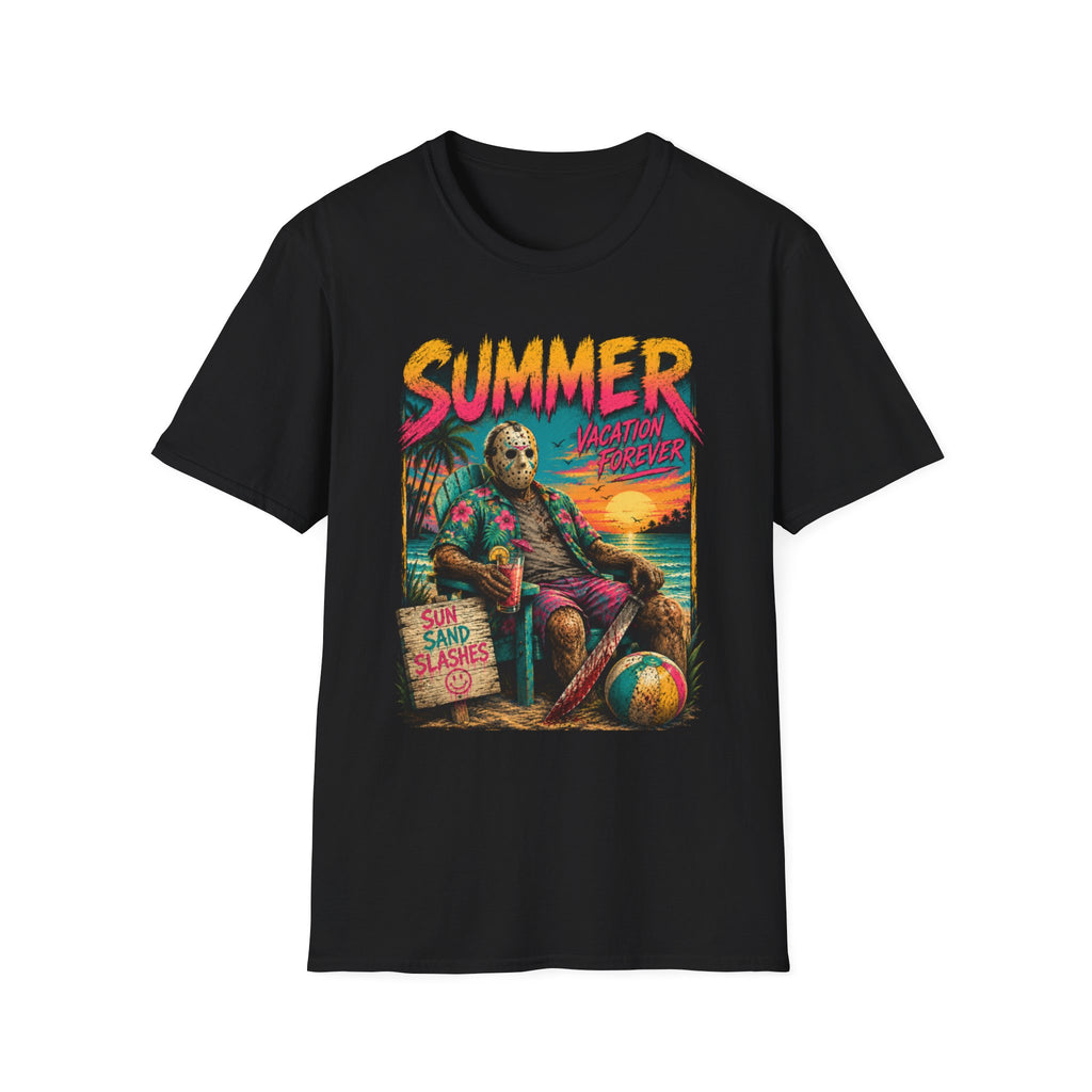 Summer Vacation Forever T-Shirt — Retro Tropical Horror Graphic - Boo Crew Boutique