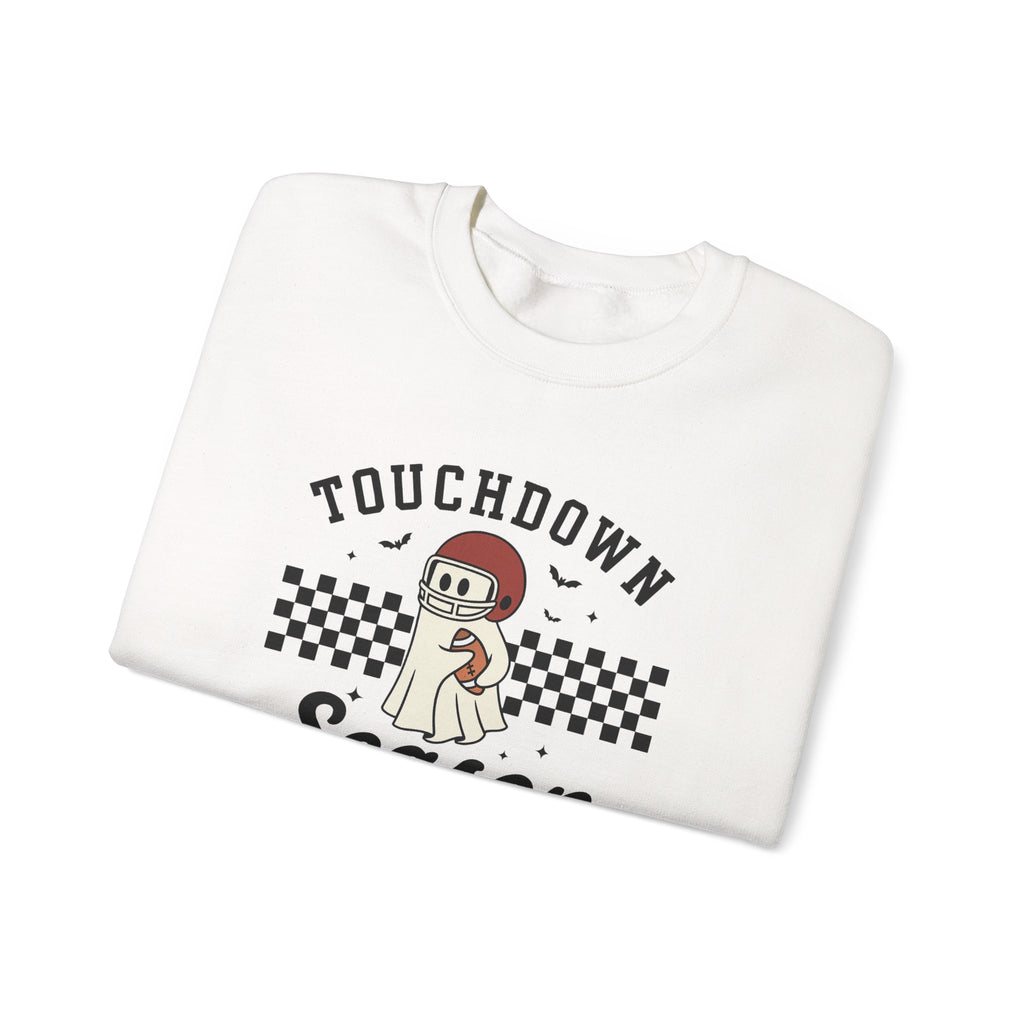 Touchdown Season Crewneck Sweatshirt — Vintage Football Dog Graphic - Boo Crew Boutique