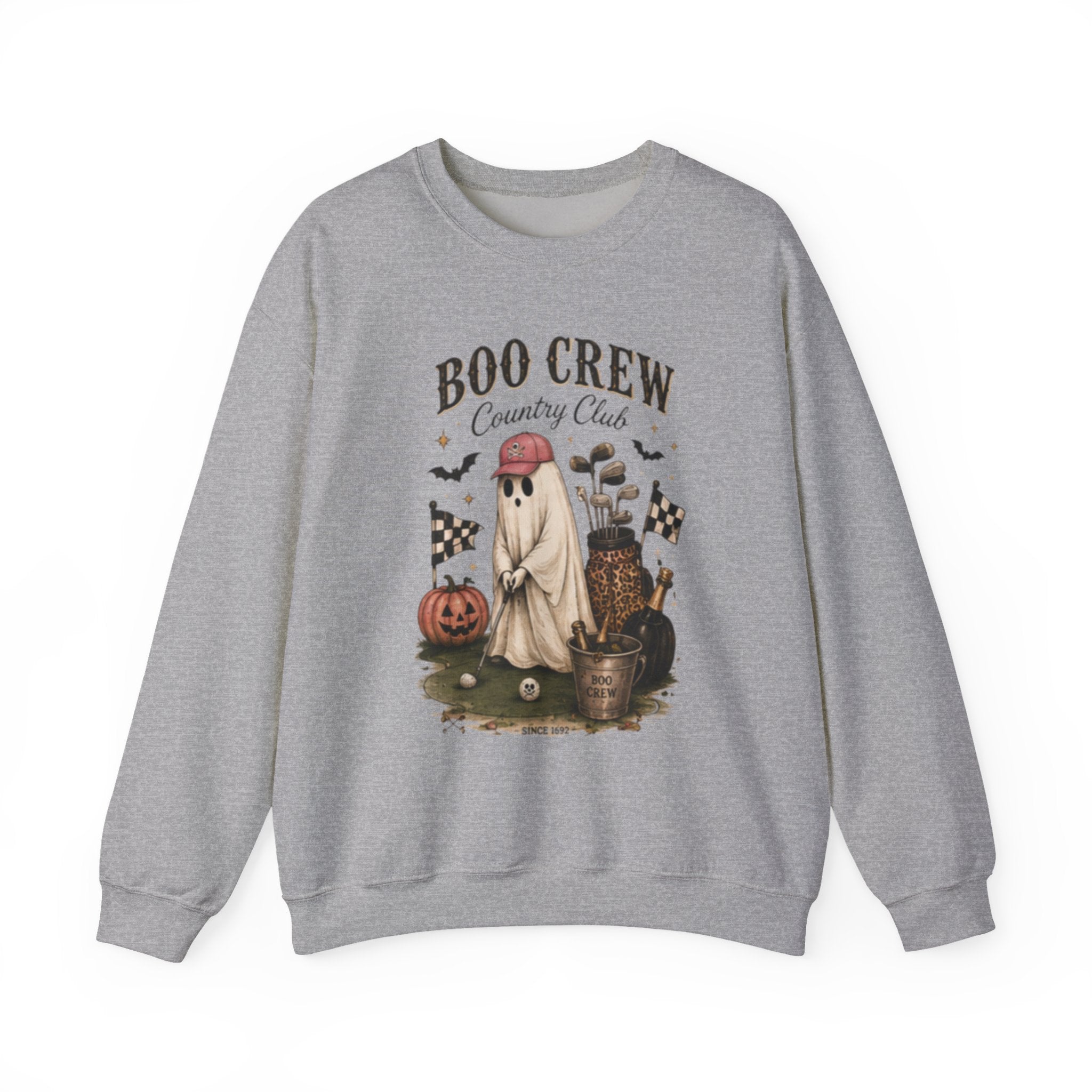 Boo Crew Country Club Crewneck Sweatshirt — Halloween Ghost Golf