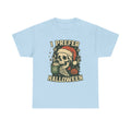 I Prefer Halloween Skull Santa Tee | Retro Halloween Skeleton Graphic, Christmas Skull Shirt - Boo Crew Boutique