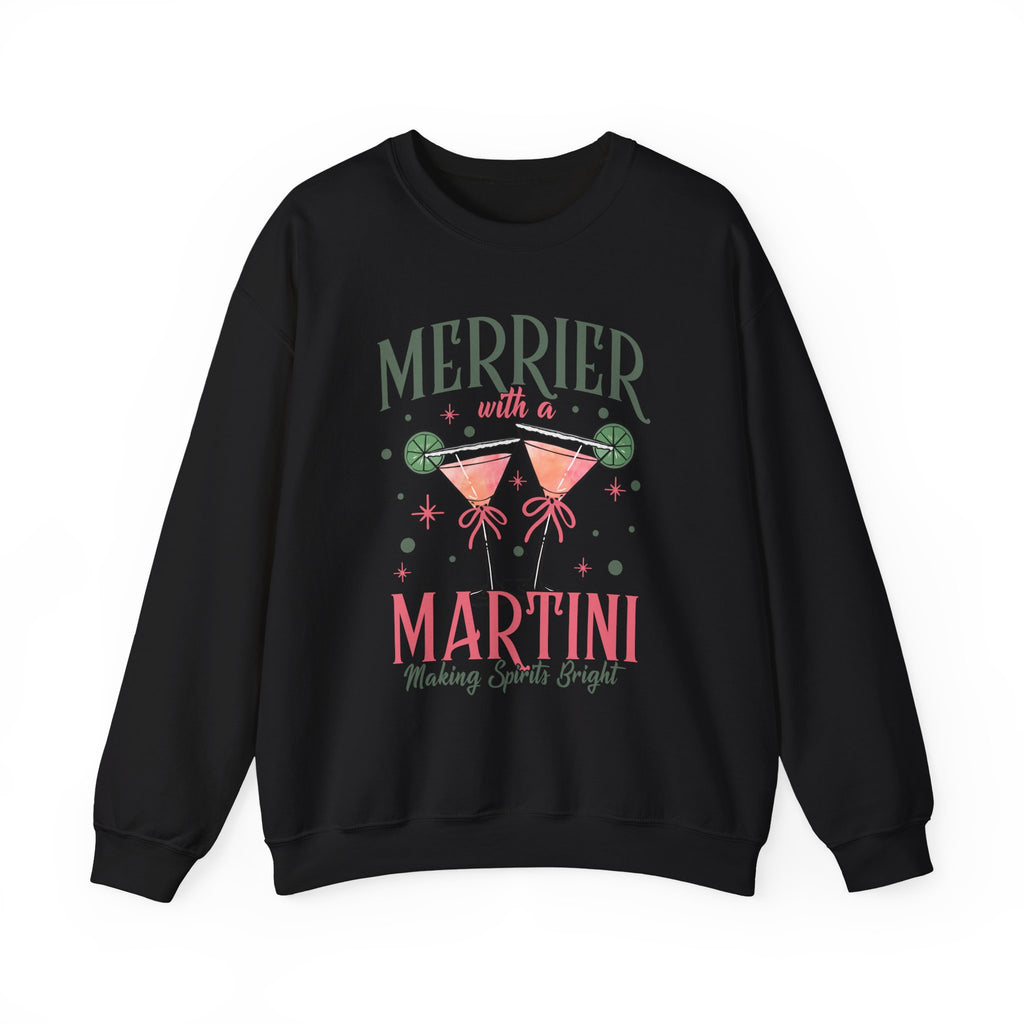 Merrier With a Martini sweatshirt | Holiday cocktail graphic sweatshirt, Women's Cocktail Wear - Boo Crew Boutique