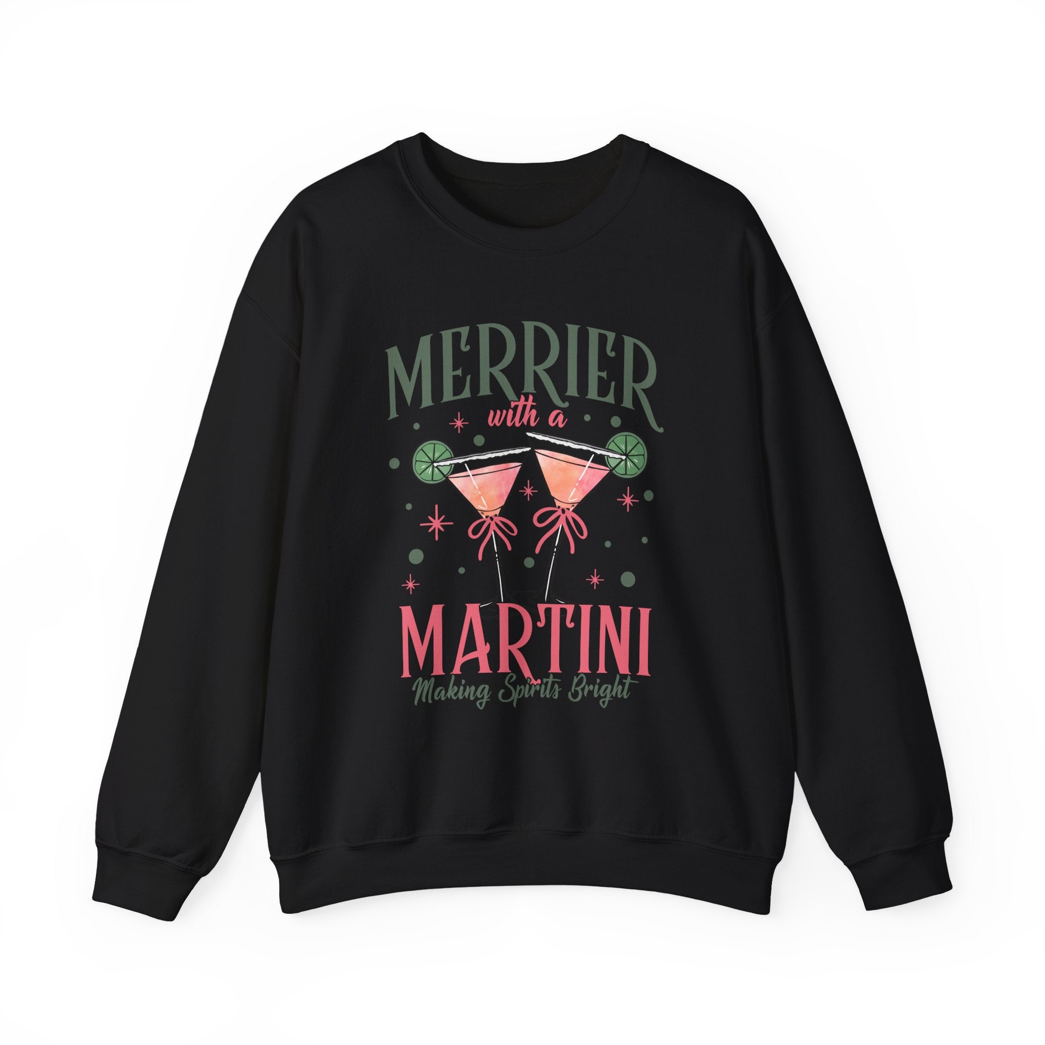 Merrier With a Martini sweatshirt | Holiday cocktail graphic sweatshirt, Women's Cocktail Wear