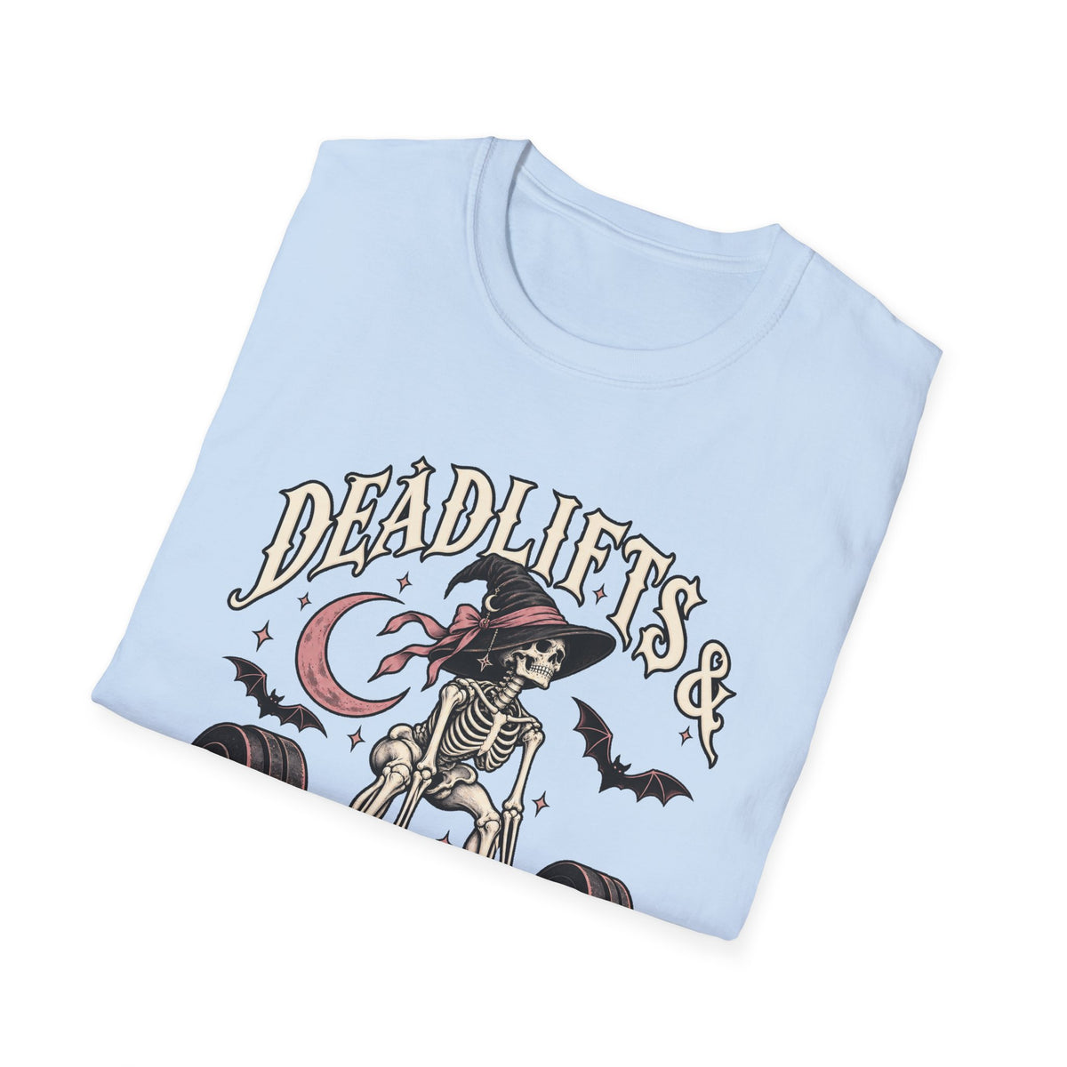 Deadlifts & Dark Magic T-Shirt — Skeleton Weightlifting Gym Tee - Boo Crew Boutique