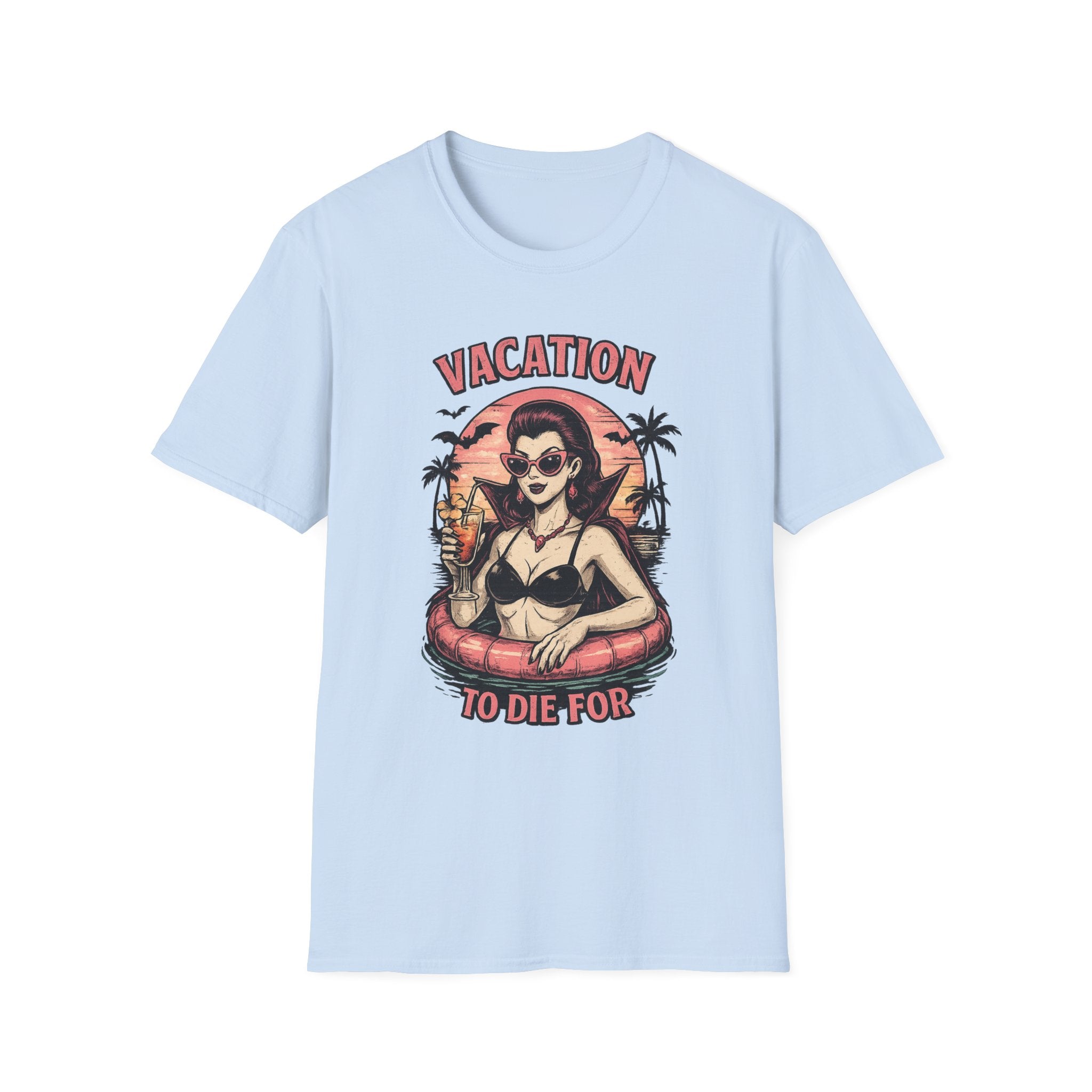Vacation To Die For T‑Shirt — Retro Pinup Beach Graphic Tee - Boo Crew Boutique