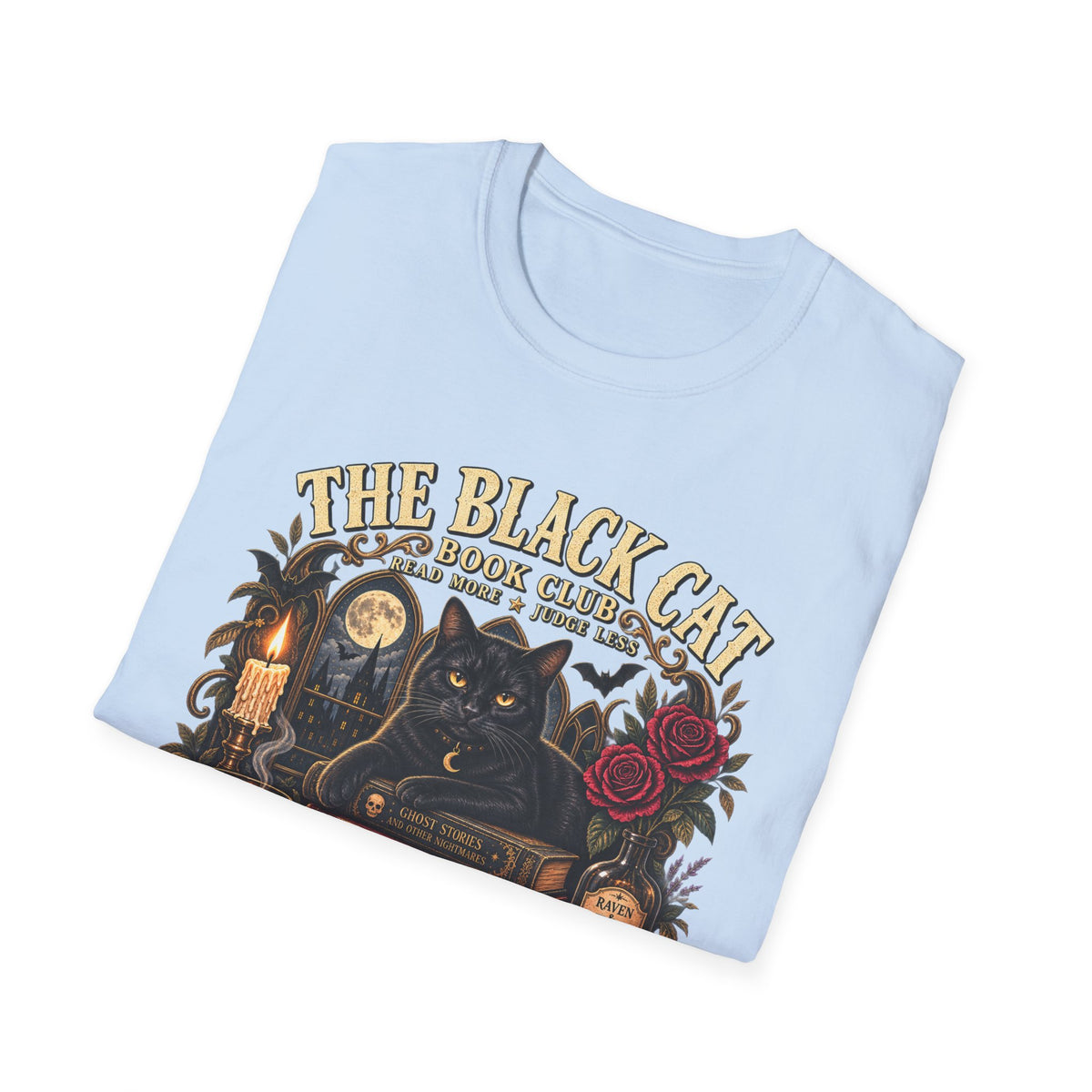 Black Cat Book Club Tee | Vintage Halloween Book Lover Shirt - Boo Crew Boutique