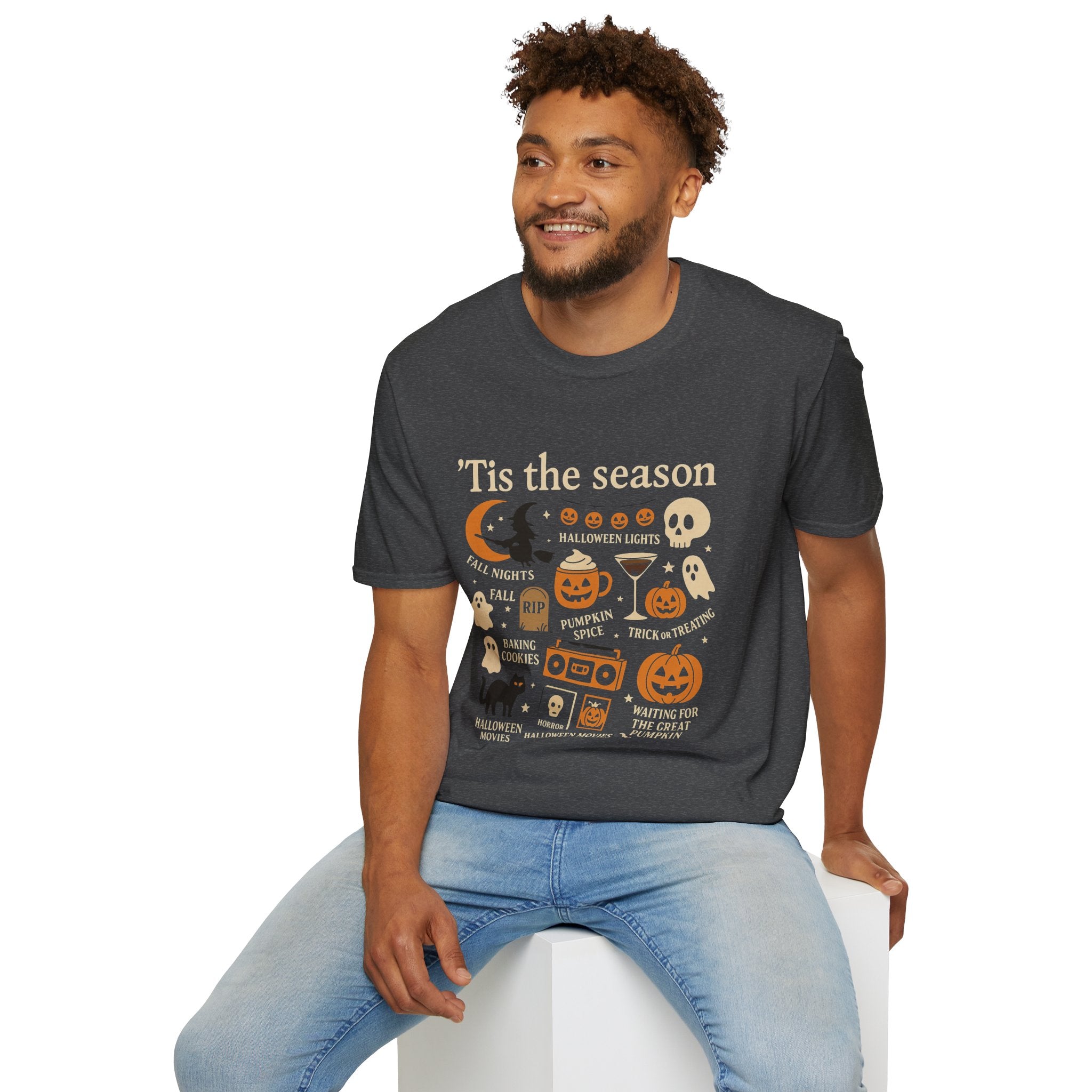 Halloween Icons T‑Shirt — ‘Tis the Season Cute Spooky Graphic Tee