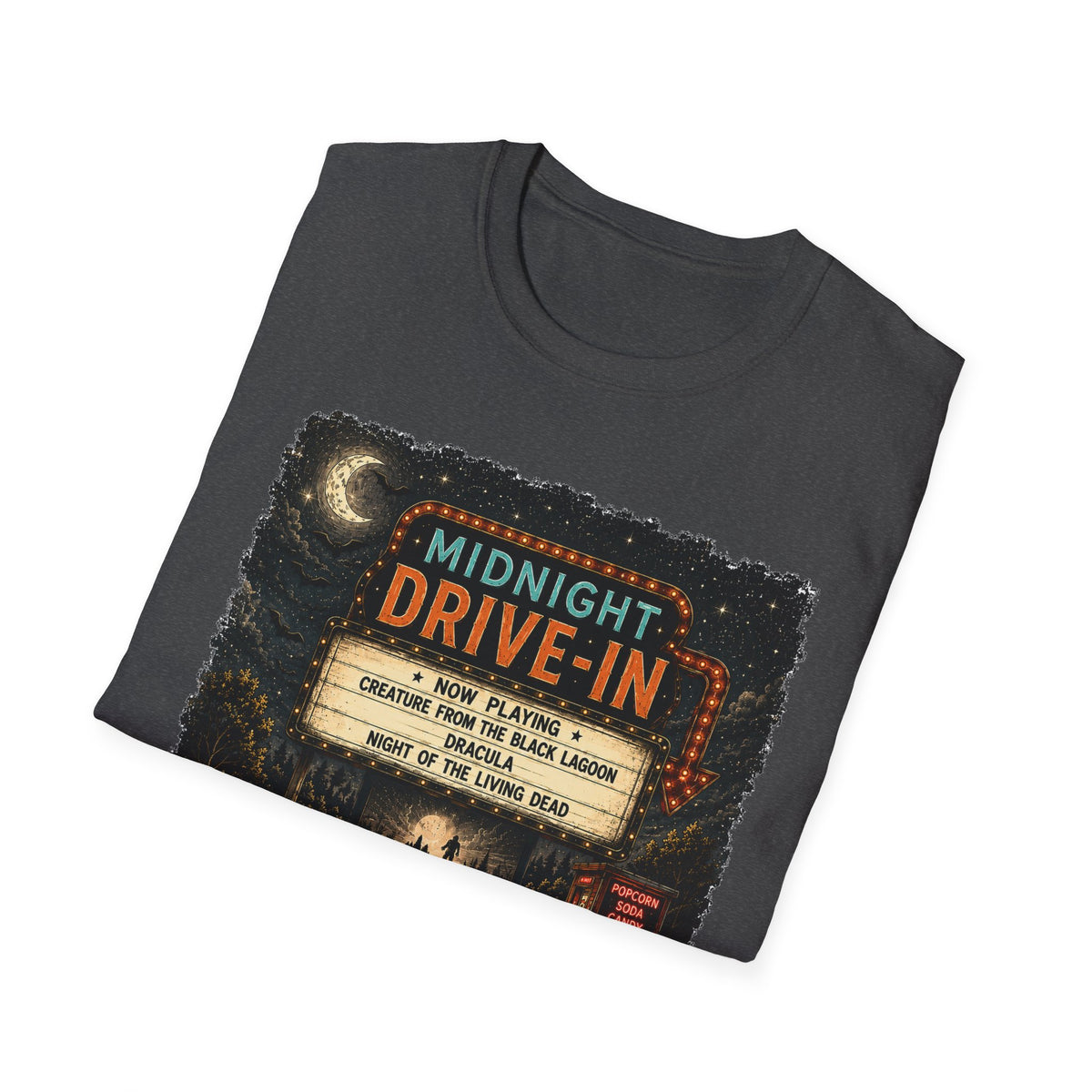 Midnight Drive-In T-Shirt — Vintage Horror Marquee Graphic Tee - Boo Crew Boutique