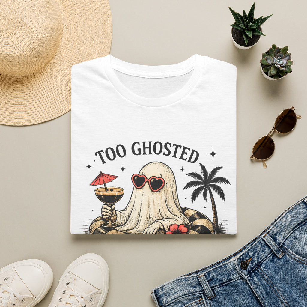 Too Ghosted To Be Caffeinated T-Shirt — Funny Retro Ghost Palm Tree Tee
