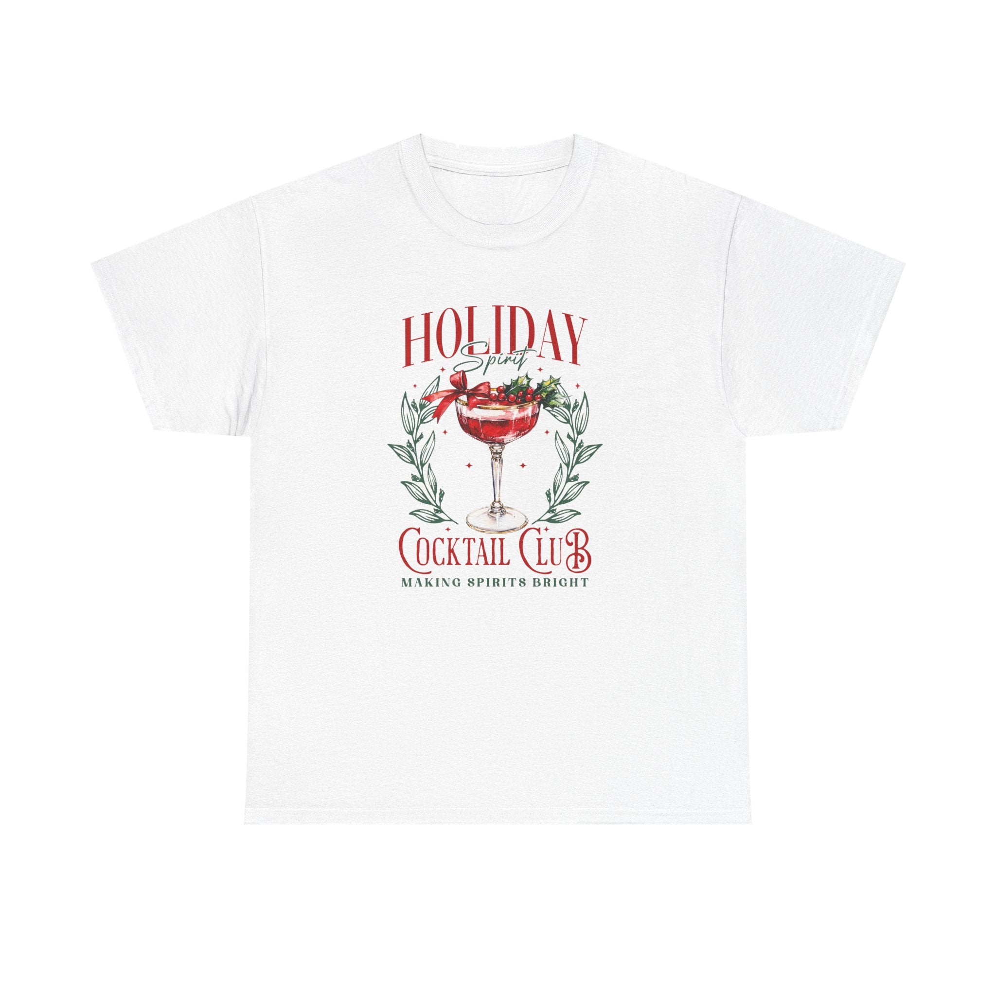 Holiday Cocktail Club T-Shirt | Christmas wreath margarita, festive cocktail tee