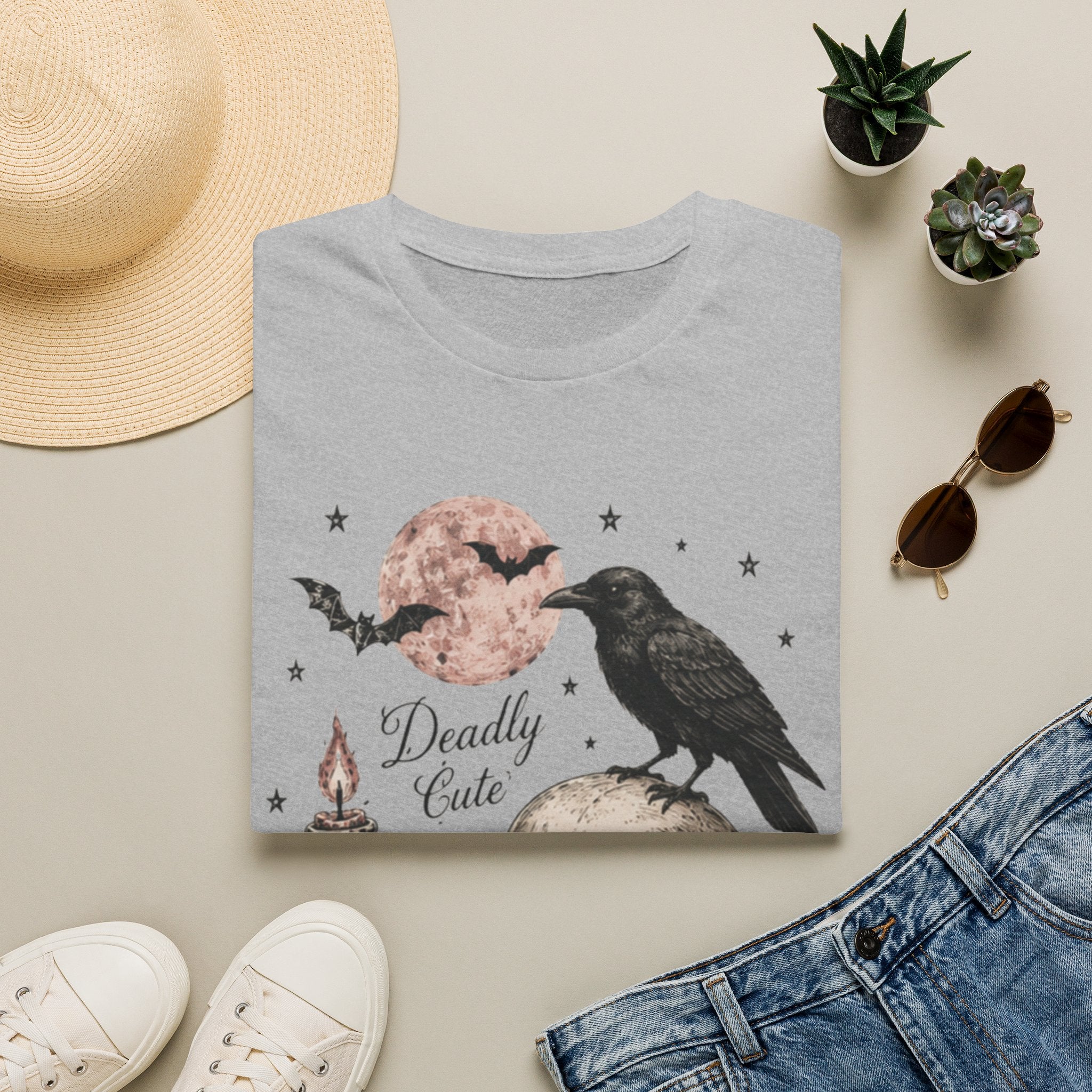 Deadly Cute Crow & Skull Graphic T-Shirt