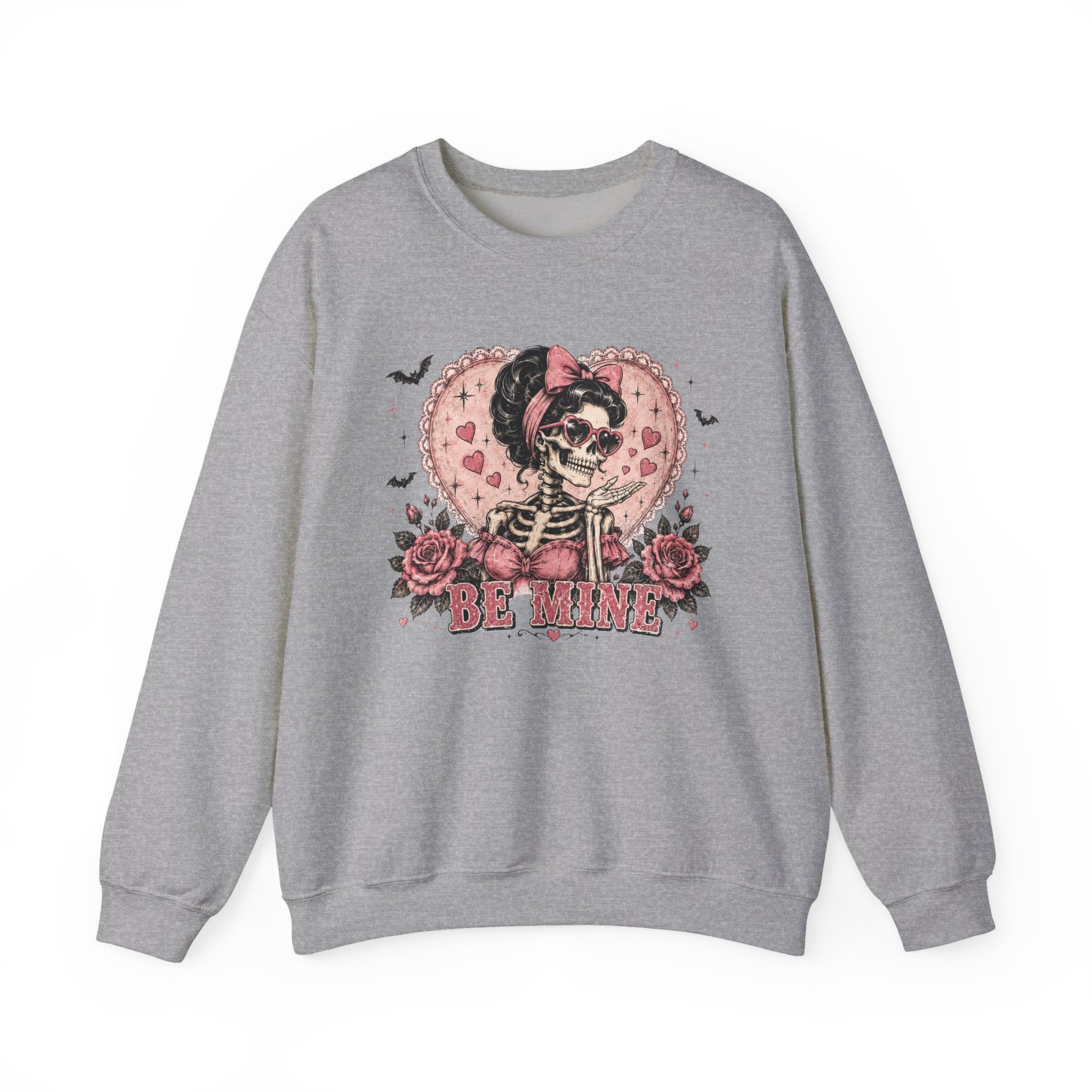 Valentine Skull 'Be Mine' Crewneck Sweatshirt - Boo Crew Boutique