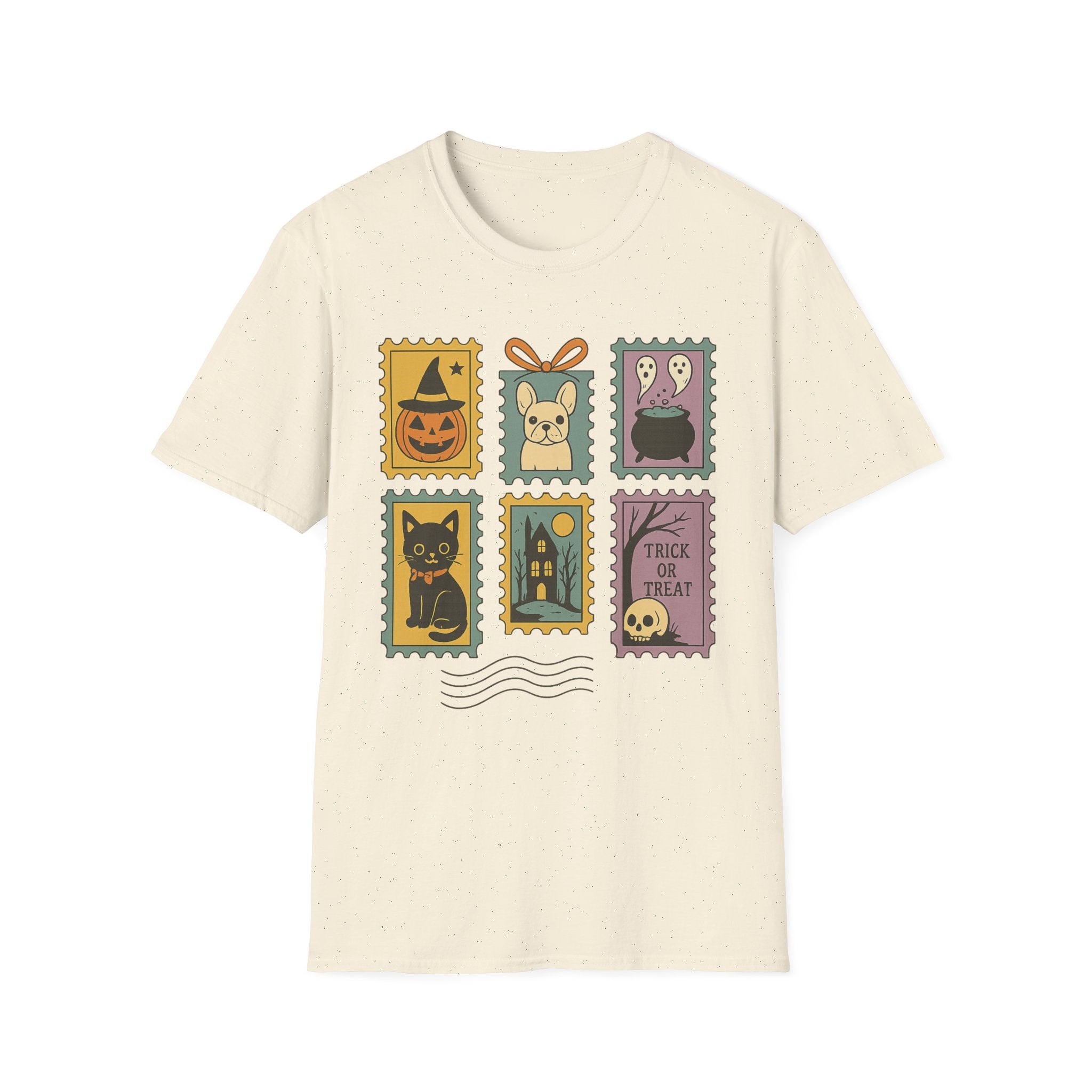 Halloween Stamps T-Shirt — Cute Halloween Postage Graphic Tee (Trick or Treat)