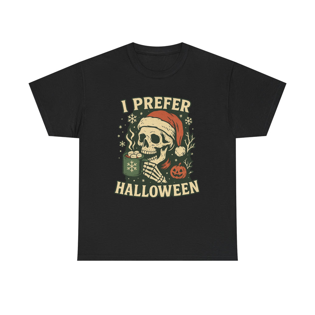 I Prefer Halloween T-Shirt — Retro Skull Santa Christmas Graphic Tee