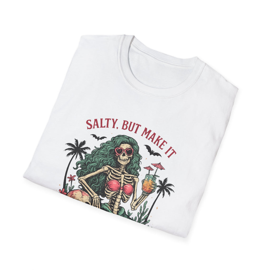 Spooky Mermaid Skeleton T-Shirt — "Salty, But Make It Spooky" Halloween Tee - Boo Crew Boutique