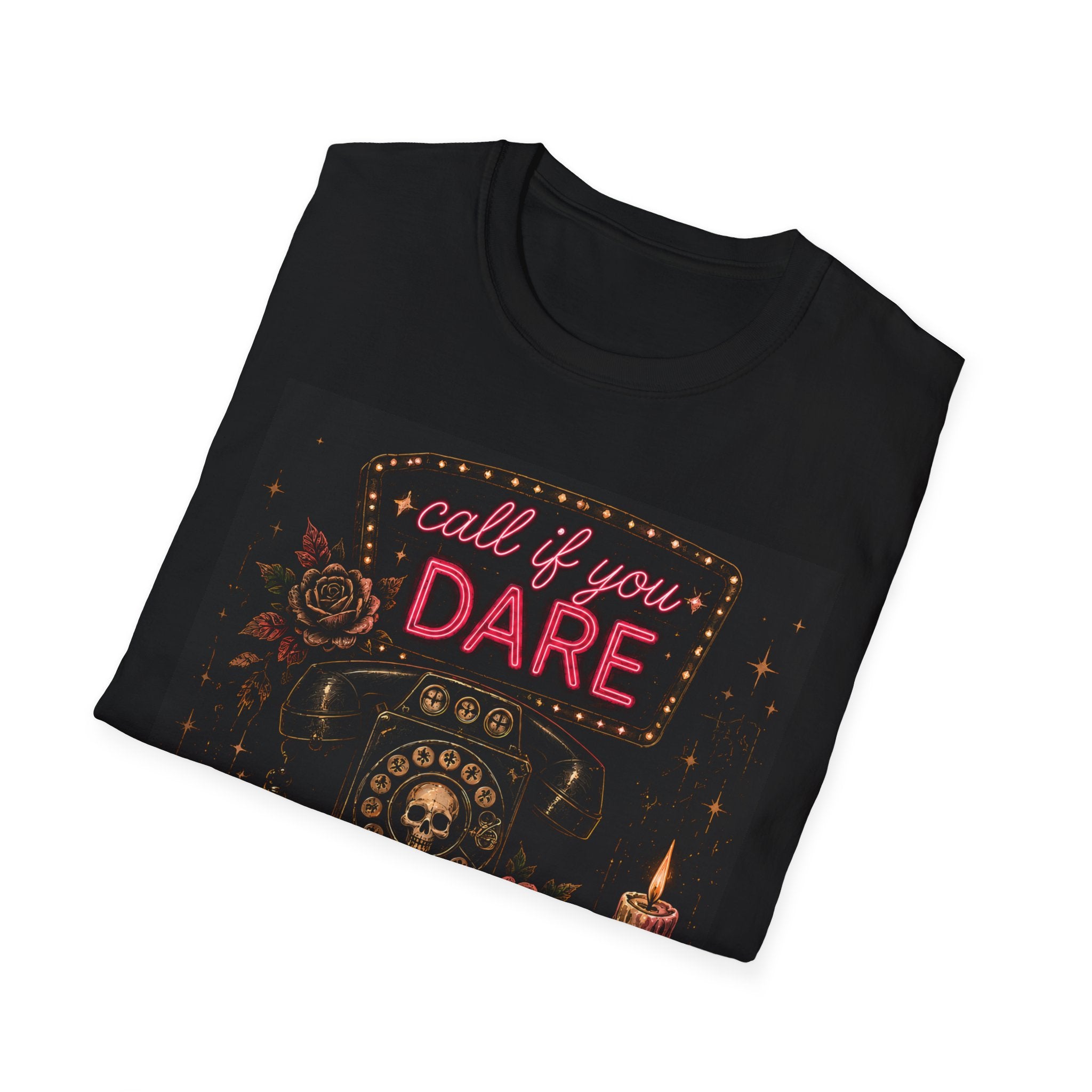 Call If You Dare T‑Shirt — Retro Phone Gothic Graphic Tee