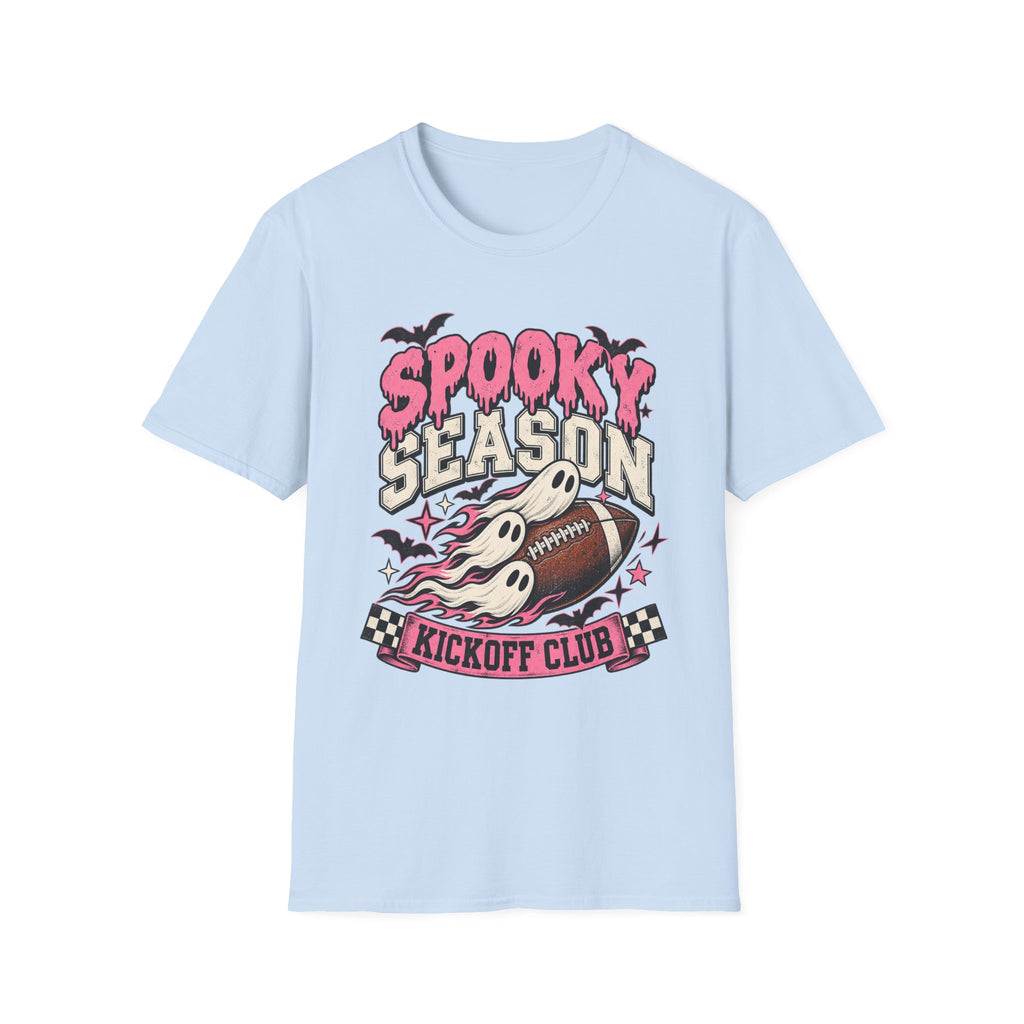 Spooky Season Football Tee — Ghosts & Bats