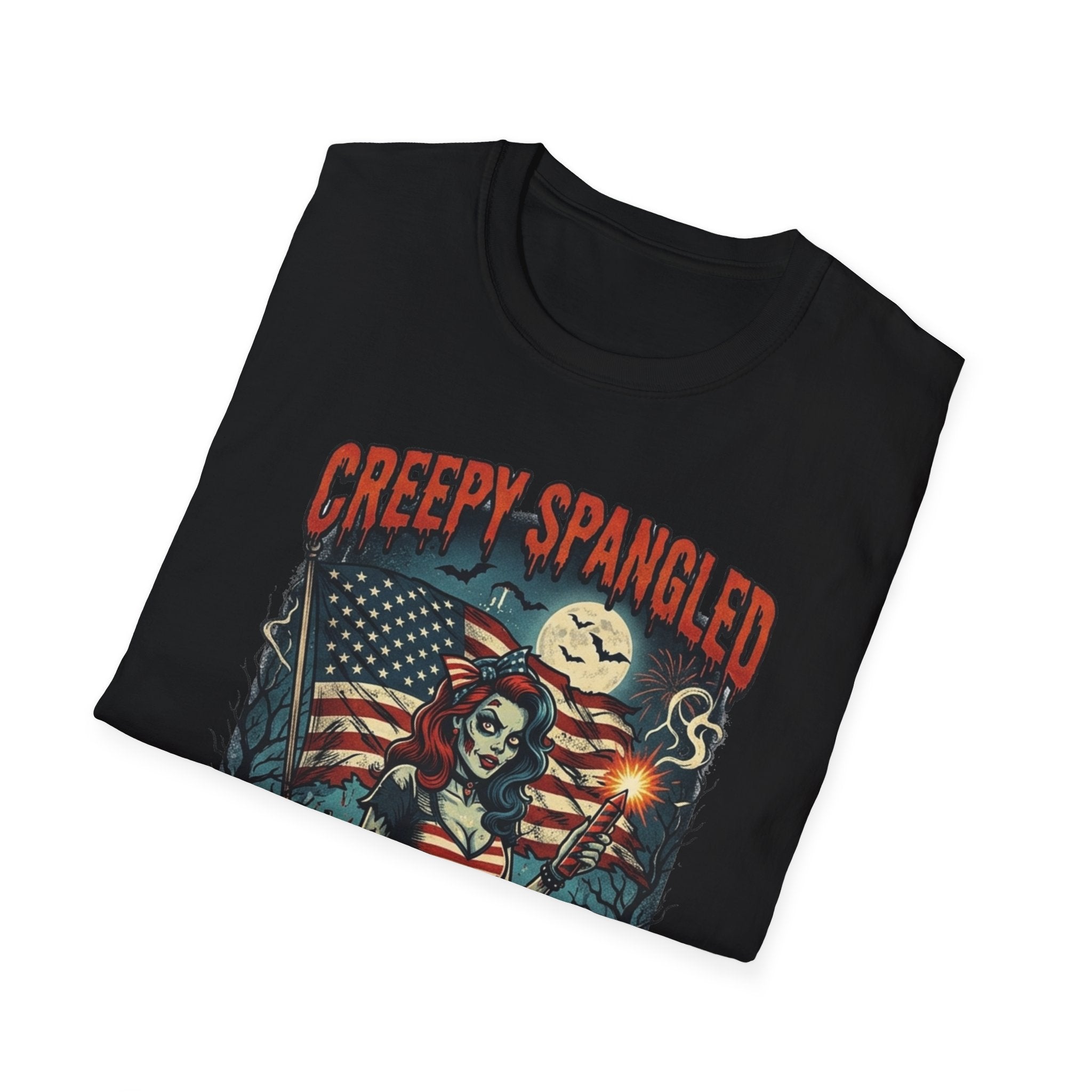 Creepy Spangled Nightmares T-Shirt — Patriotic Horror Graphic Tee - Boo Crew Boutique
