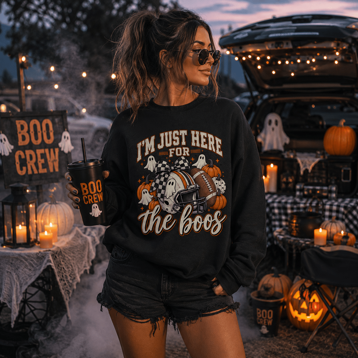 Halloween 'I'm Just Here for the Boos' Sweatshirt - Boo Crew Boutique