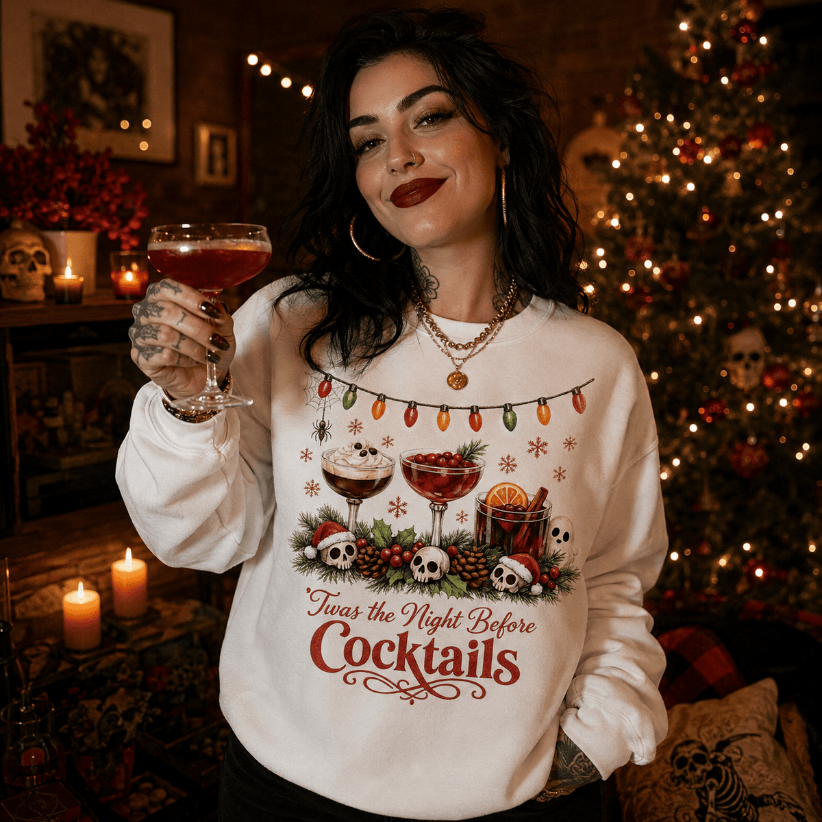Making Spirits Fright Crewneck Sweatshirt — Spooky Christmas Holiday Graphic - Boo Crew Boutique