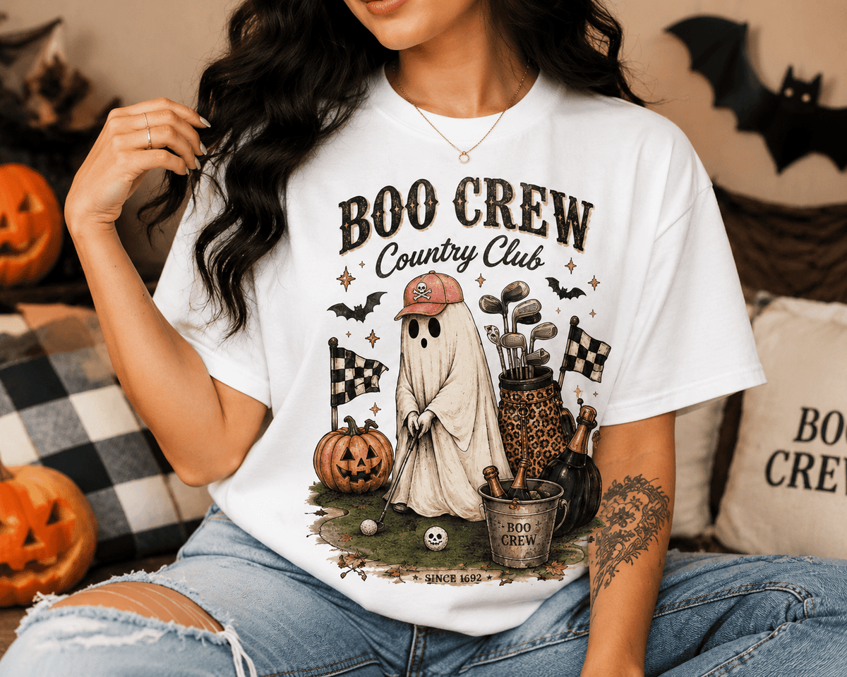 Boo Crew Country Club T-Shirt — Cute Halloween Ghost Golfing Tee - Boo Crew Boutique