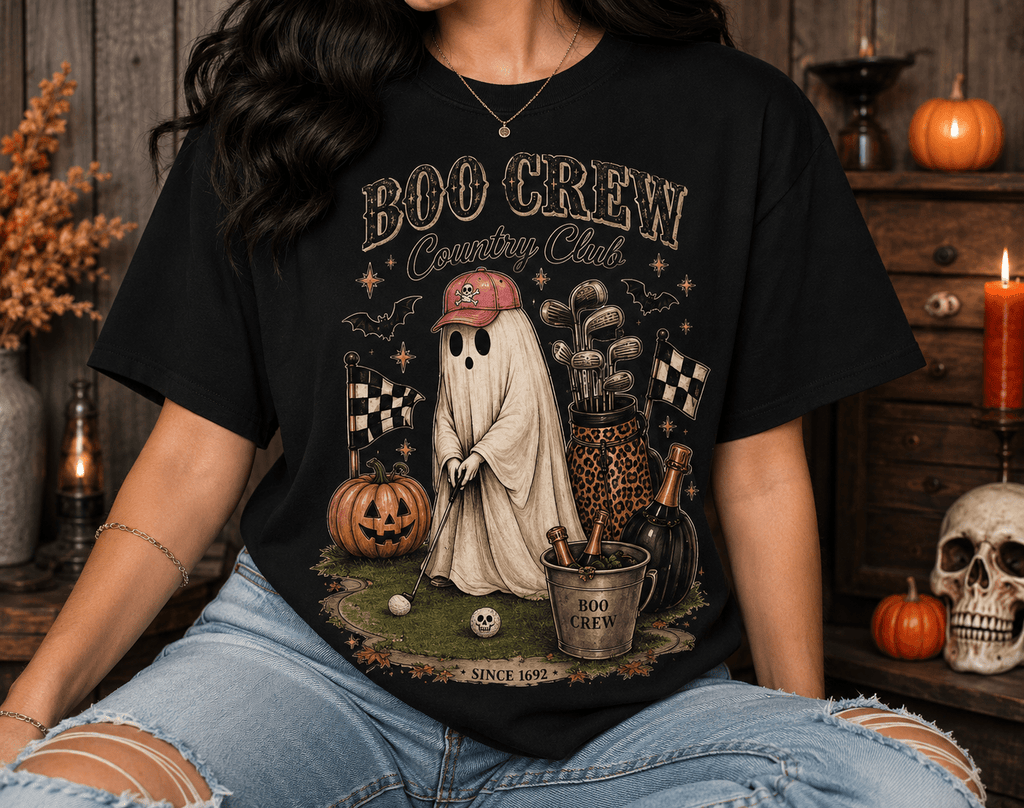 Boo Crew Country Club T-Shirt — Cute Halloween Ghost Golfing Tee - Boo Crew Boutique