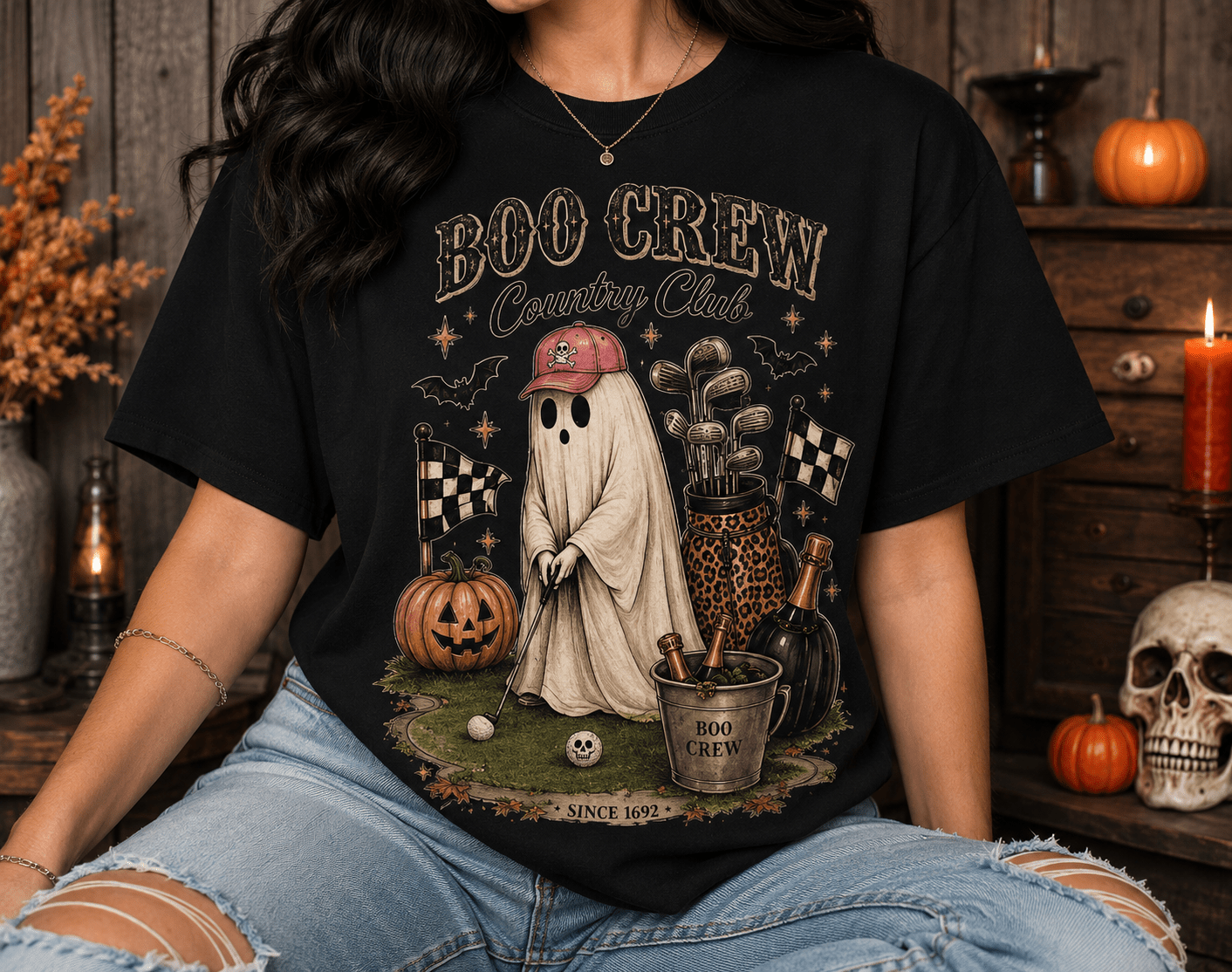 Boo Crew Country Club T-Shirt — Cute Halloween Ghost Golfing Tee - Boo Crew Boutique