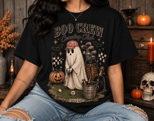 Boo Crew Country Club T-Shirt — Cute Halloween Ghost Golfing Tee - Boo Crew Boutique
