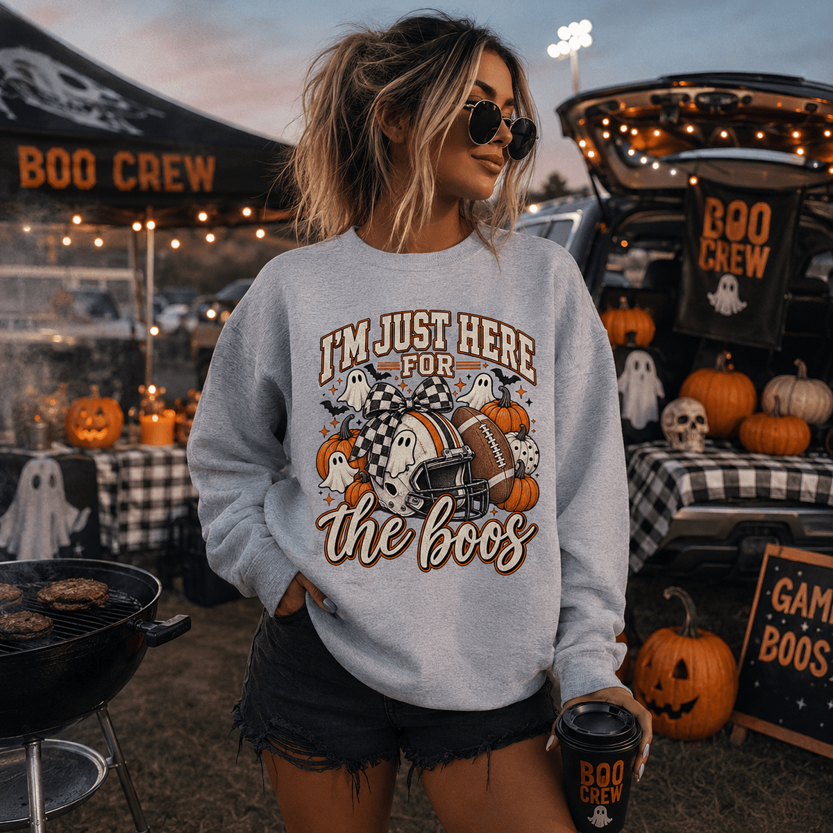 Halloween 'I'm Just Here for the Boos' Sweatshirt - Boo Crew Boutique