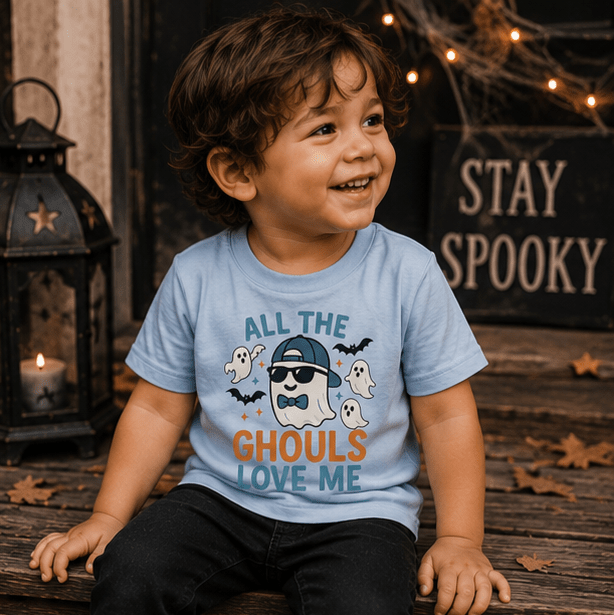 Toddler Tee — "All the Ghouls Love Me" Halloween Ghost Shirt - Boo Crew Boutique
