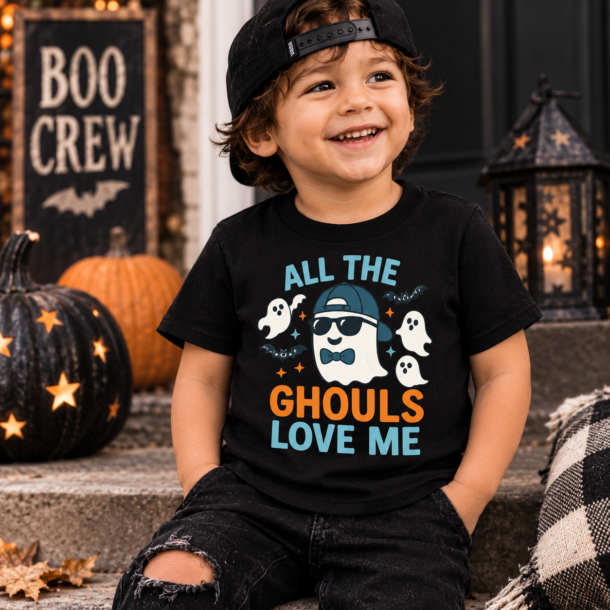 Toddler Tee — "All the Ghouls Love Me" Halloween Ghost Shirt
