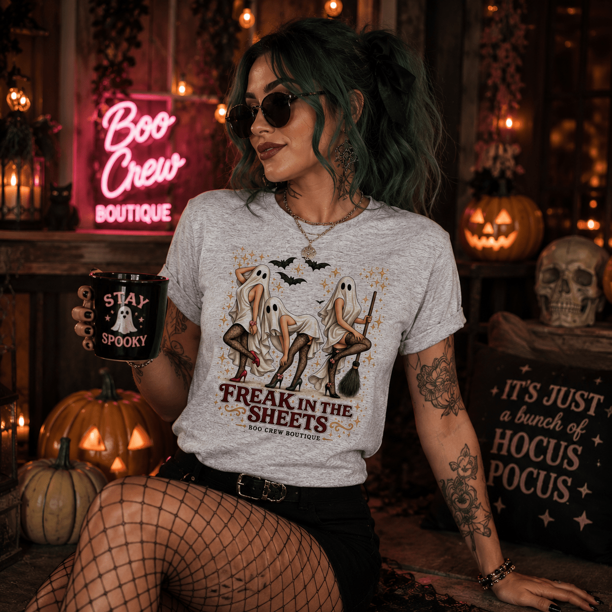 Freak in the Sheets T-Shirt — Halloween Ghost Girls Graphic Tee - Boo Crew Boutique