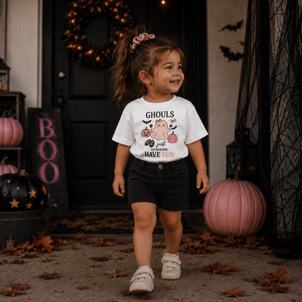 Toddler Tee — "Ghouls Just Wanna Have Fun" Halloween Ghost Shirt
