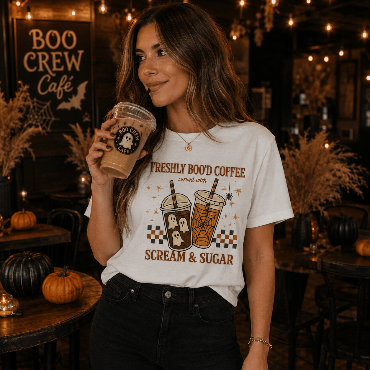 Freshly Boo'd Coffee Halloween T-Shirt - Boo Crew Boutique