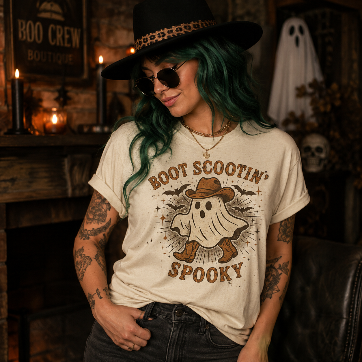 Boot Scootin’ Spooky T-Shirt — Halloween Western Ghost Tee
