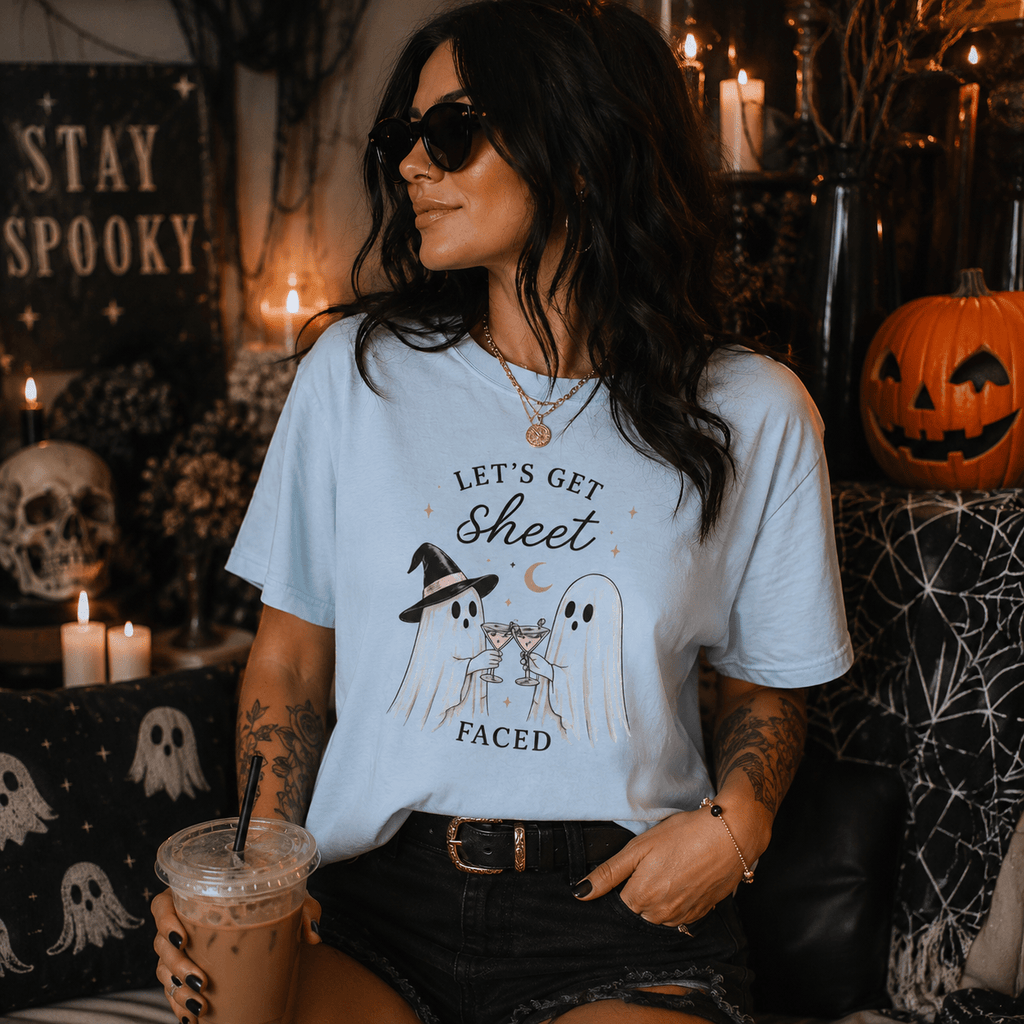 Let's Get Sheet Faced T-Shirt — Cute Halloween Ghost Tee - Boo Crew Boutique