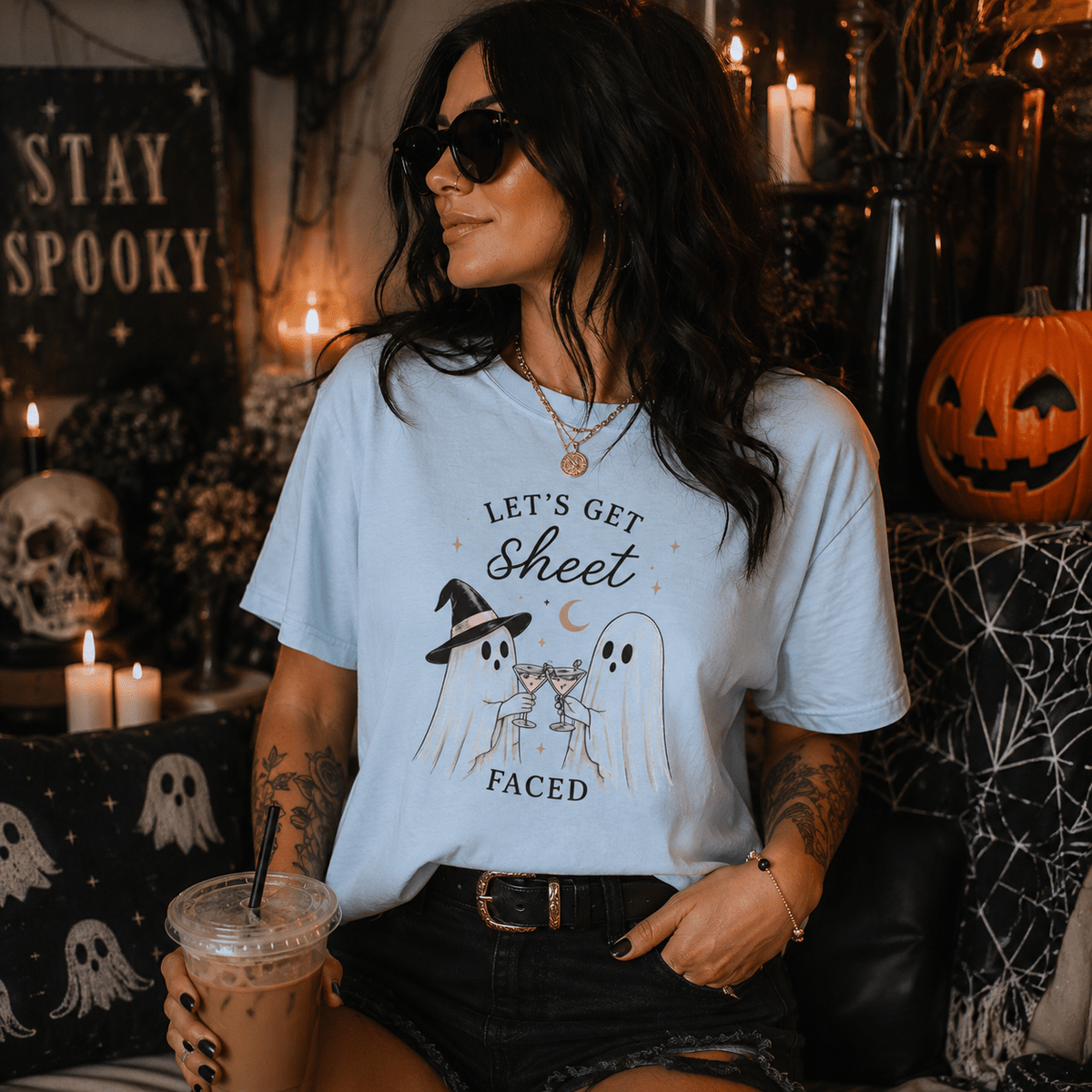 Let's Get Sheet Faced T-Shirt — Cute Halloween Ghost Tee - Boo Crew Boutique