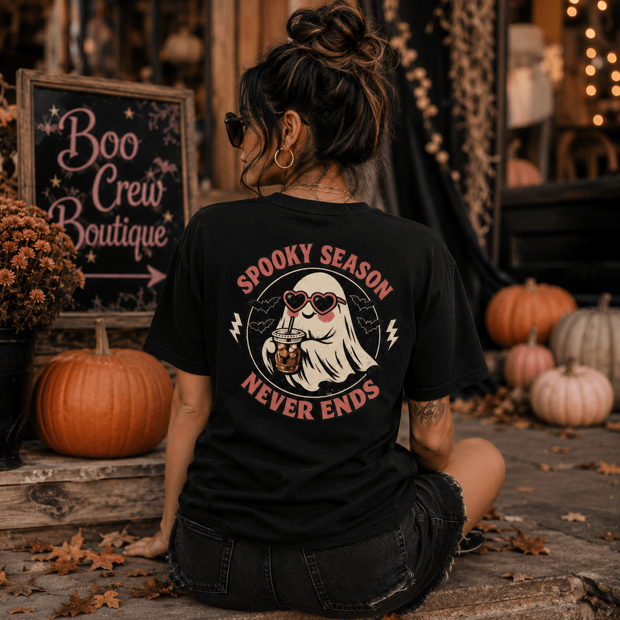 Spooky Season Never Ends T-Shirt — Retro Frankenstein Halloween Graphic Tee - Boo Crew Boutique