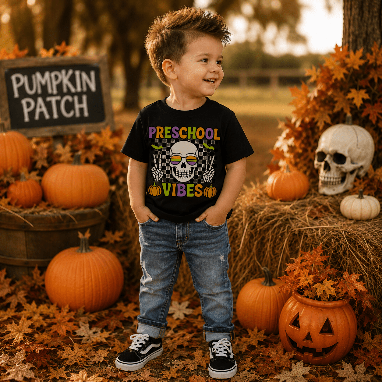 Pumpkin Vibes Toddler Tee — Cute Halloween Shirt for Kids - Boo Crew Boutique