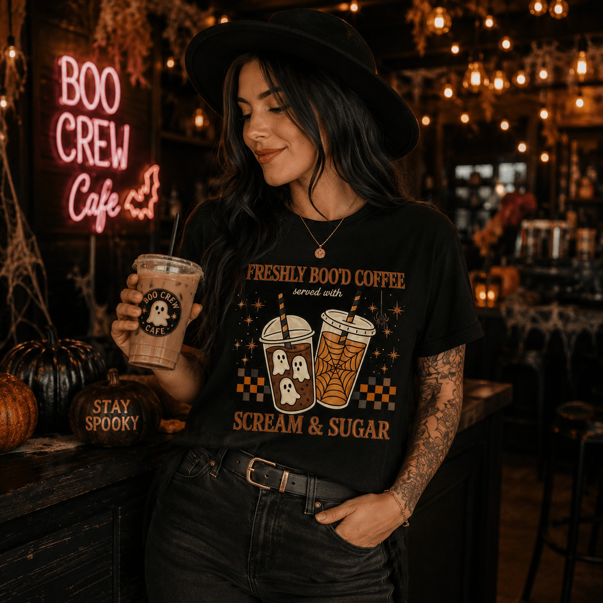 Freshly Boo'd Coffee Halloween T-Shirt - Boo Crew Boutique