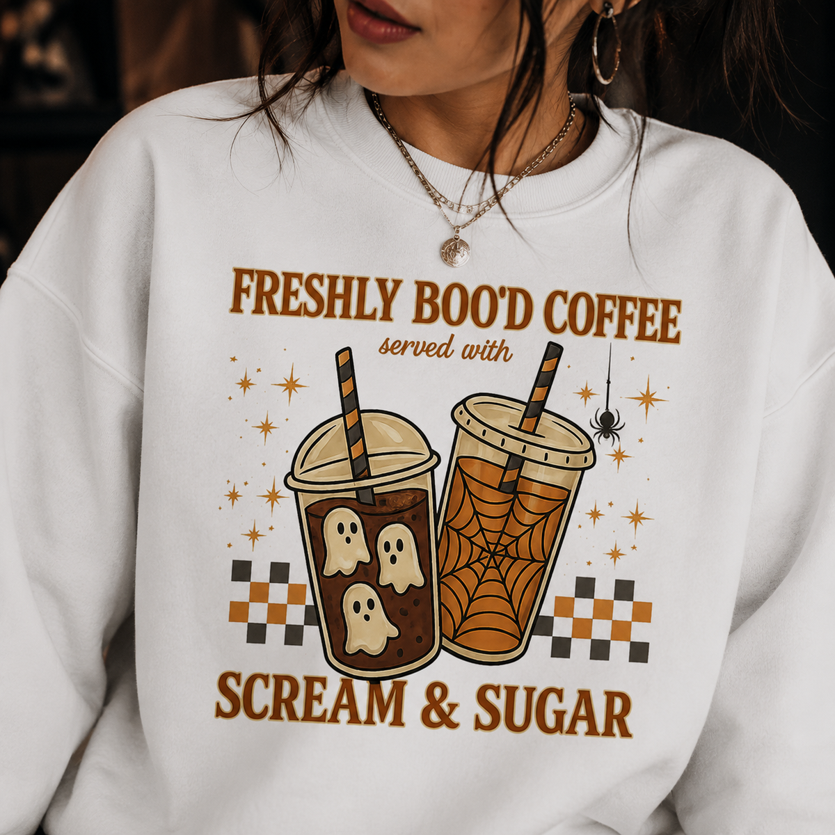 Freshly Boo’d Coffee Halloween Sweatshirt — Cozy Spooky Crewneck